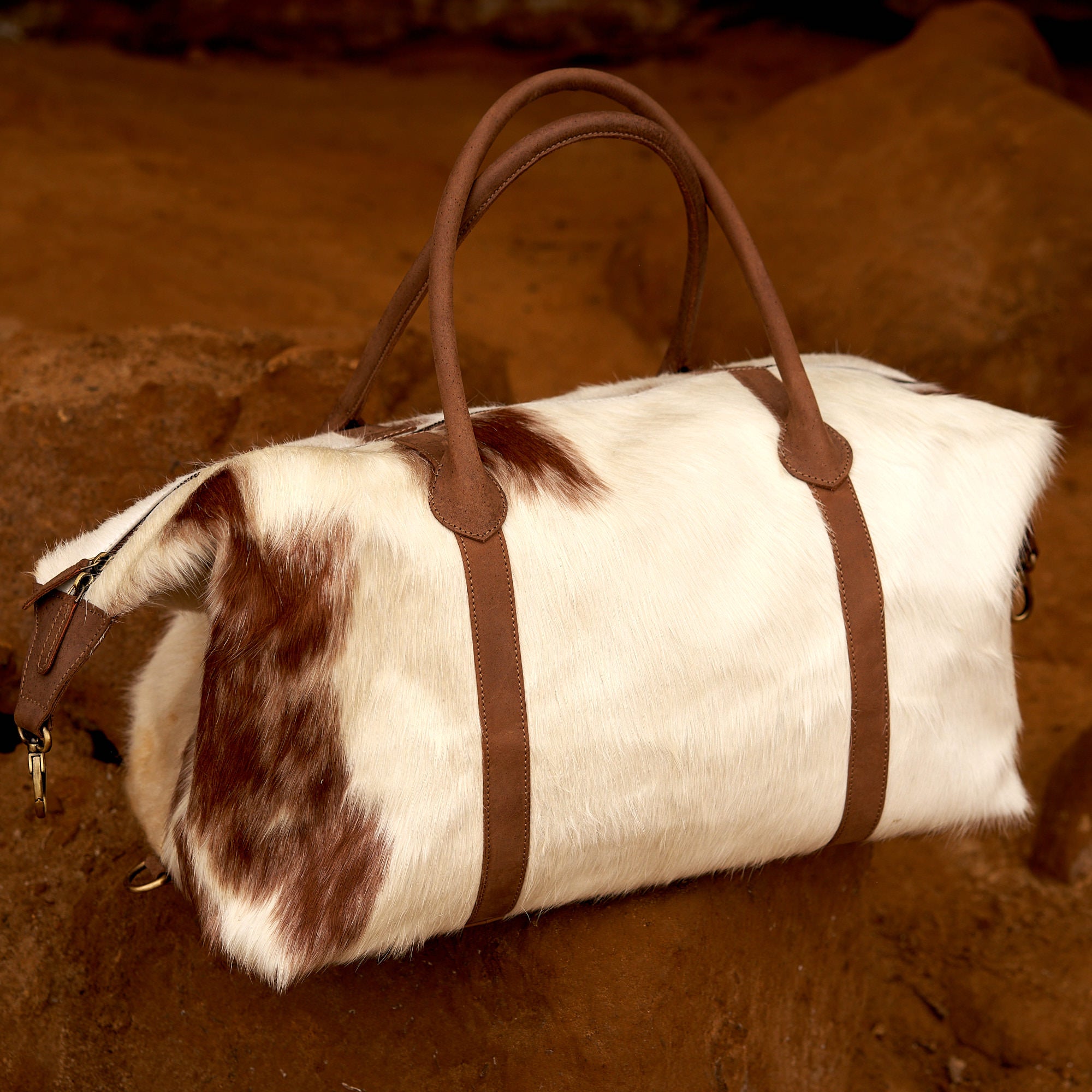 Original Cowhide Leather Duffle Bag - Boho Traveller
