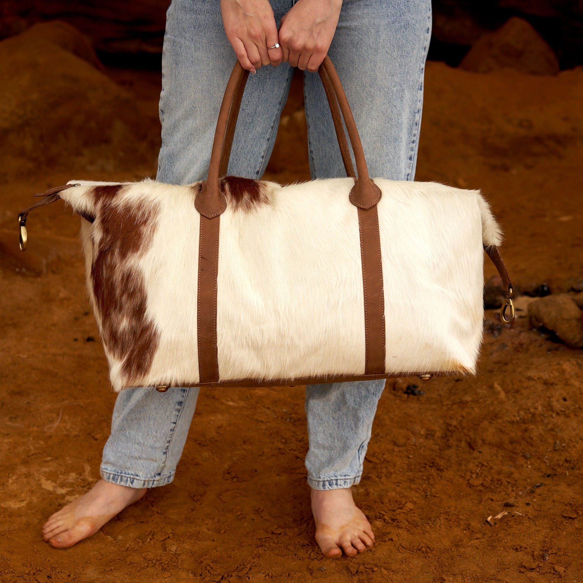 Original Cowhide Leather Duffle Bag - Boho Traveller