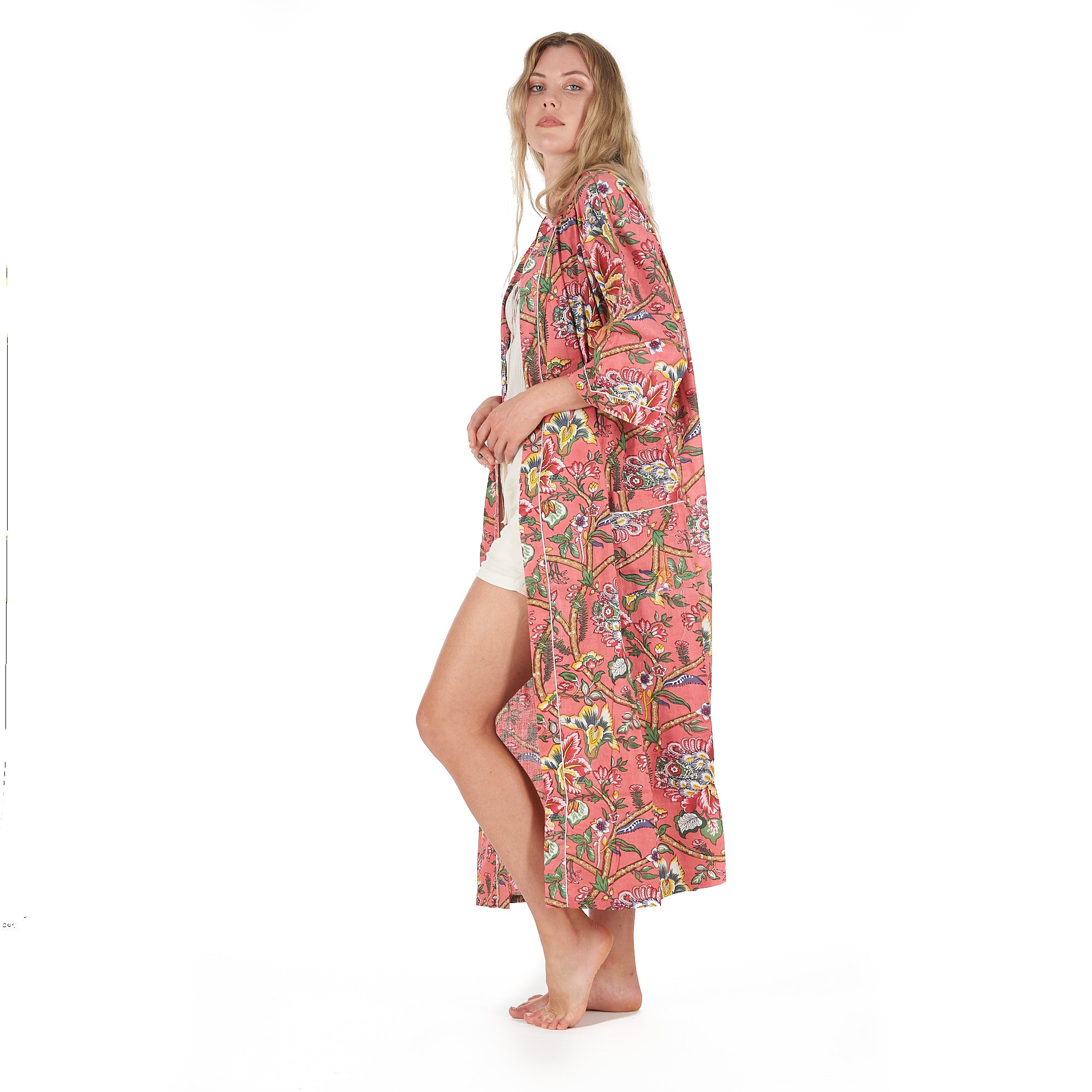 'Floral Splendour' 100% Cotton Kimono Robe