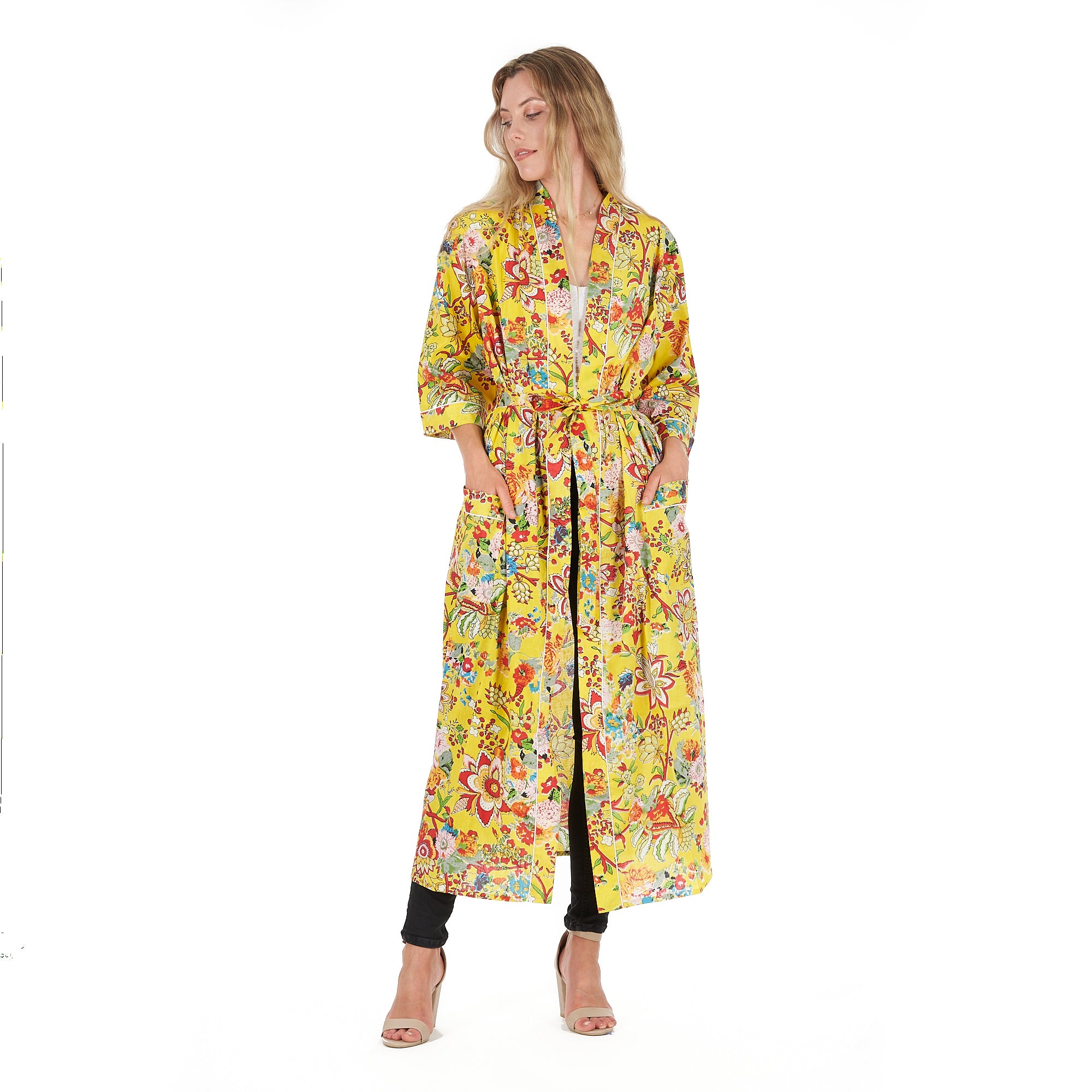 'Tuscan Sunshine' 100% Cotton Kimono Robe