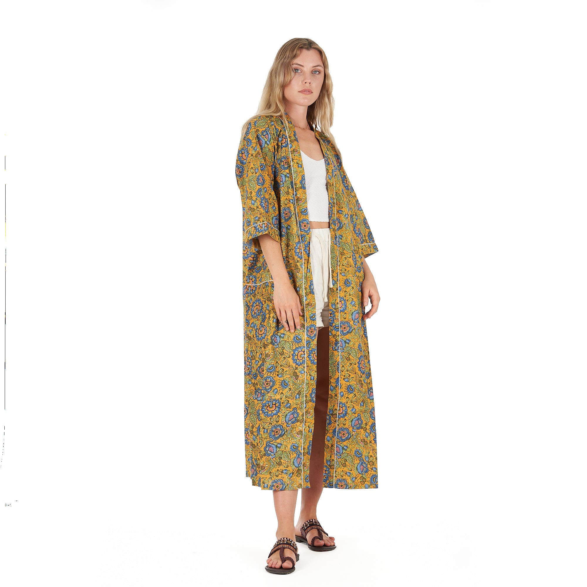 'Gardenia Goddess' 100% Cotton Kimono Robe
