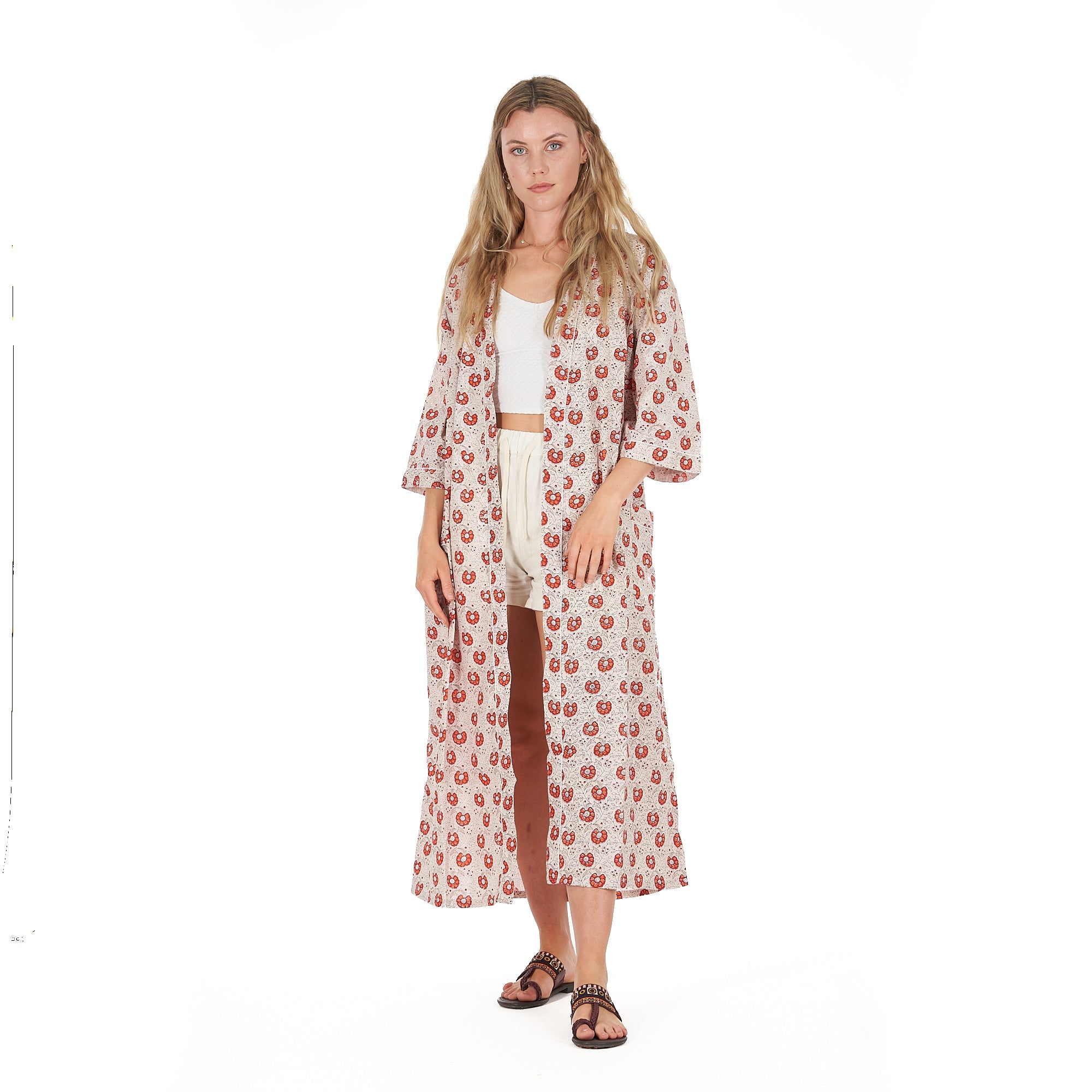 'Summer Florals' 100% Cotton Kimono Robe