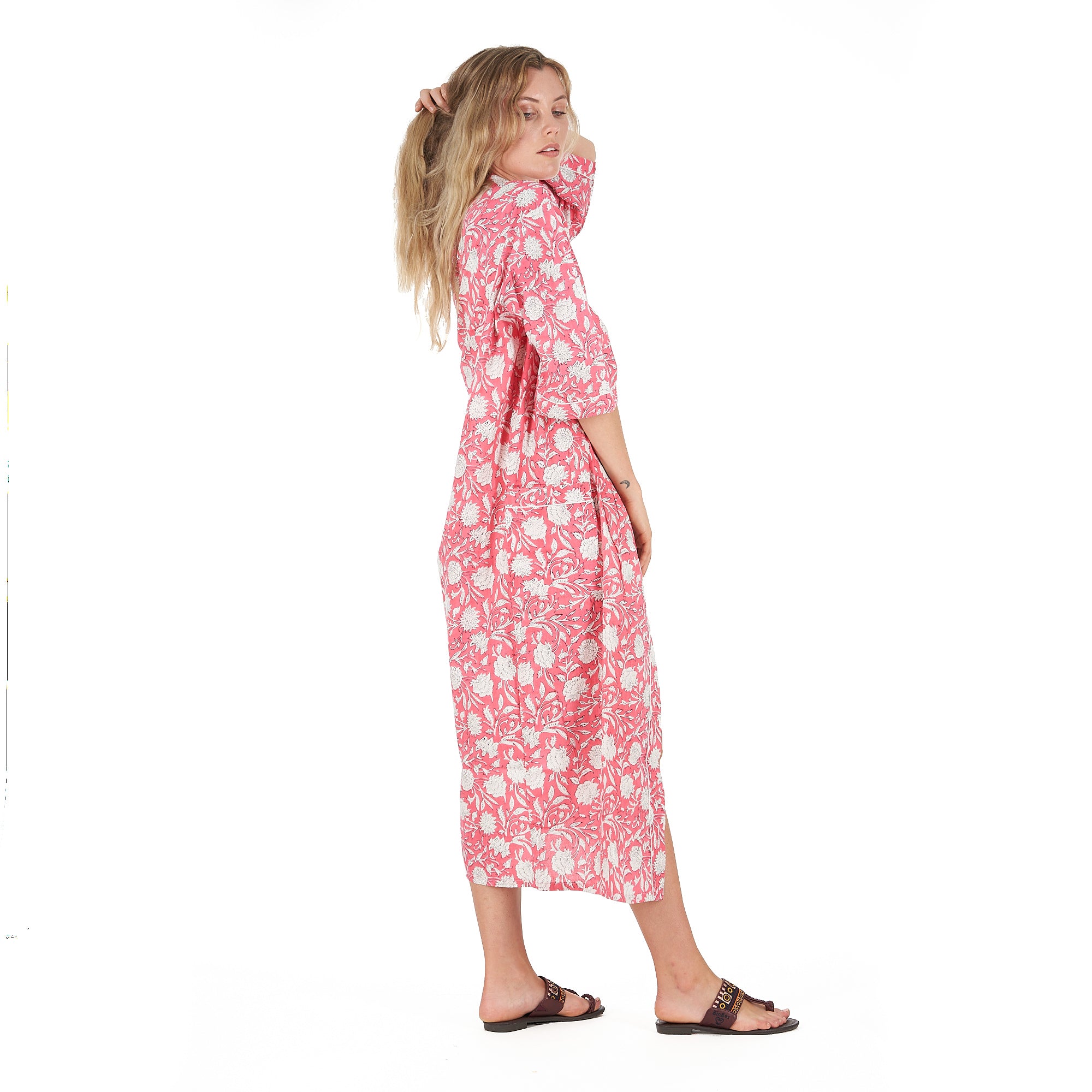 'White Blossom Bliss' 100% Cotton Kimono Robe