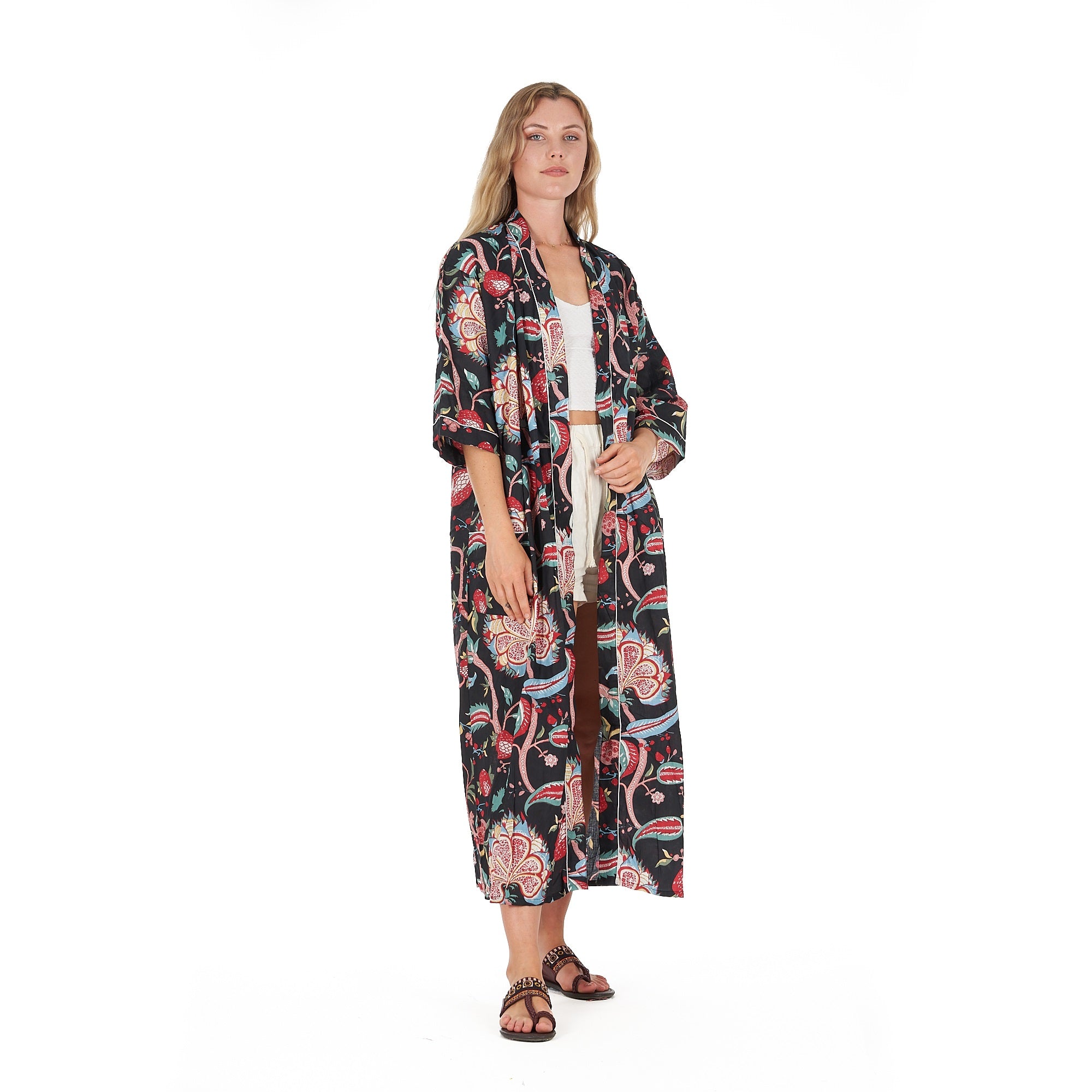 'Midnight Mystique' 100% Cotton Kimono Robe