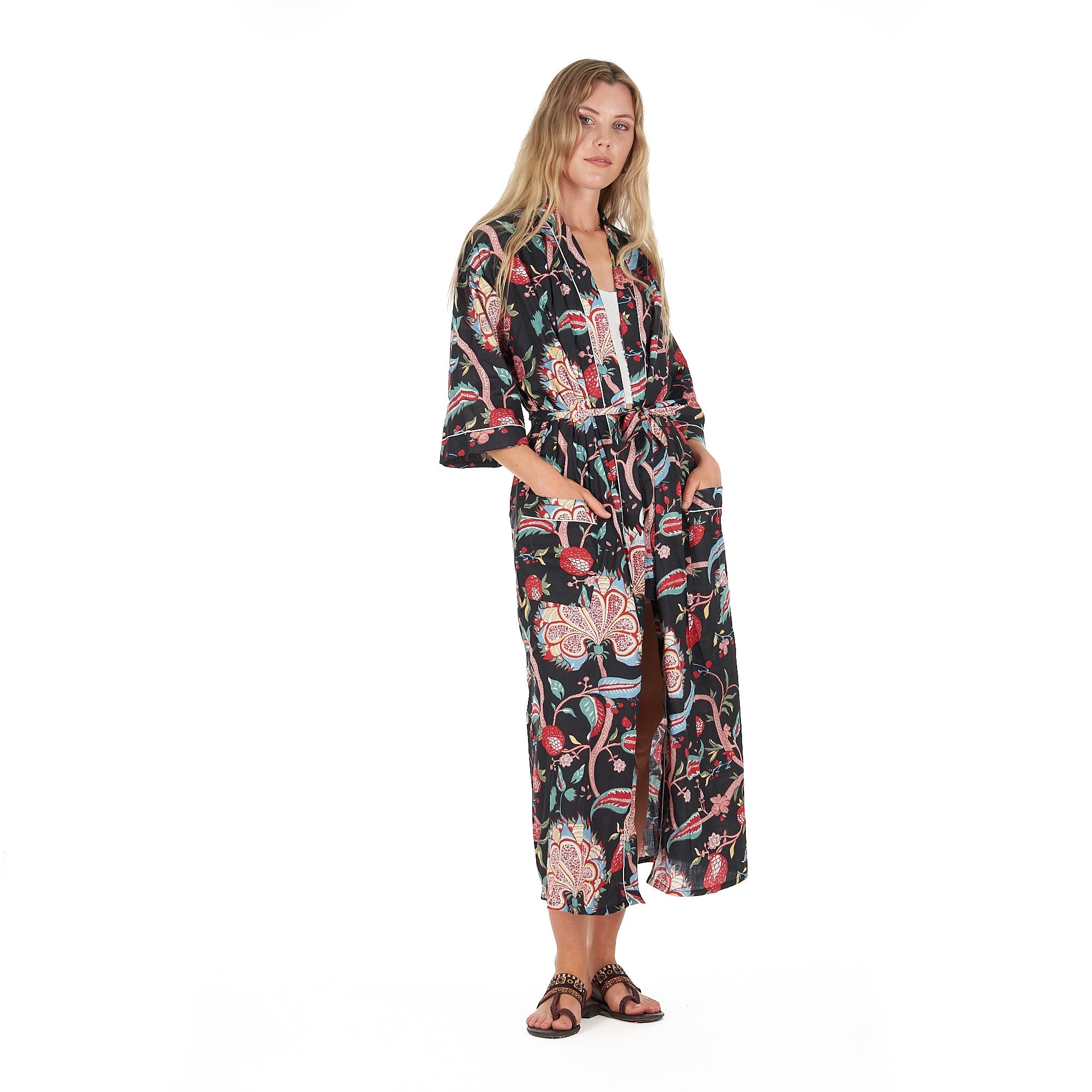 'Midnight Mystique' 100% Cotton Kimono Robe