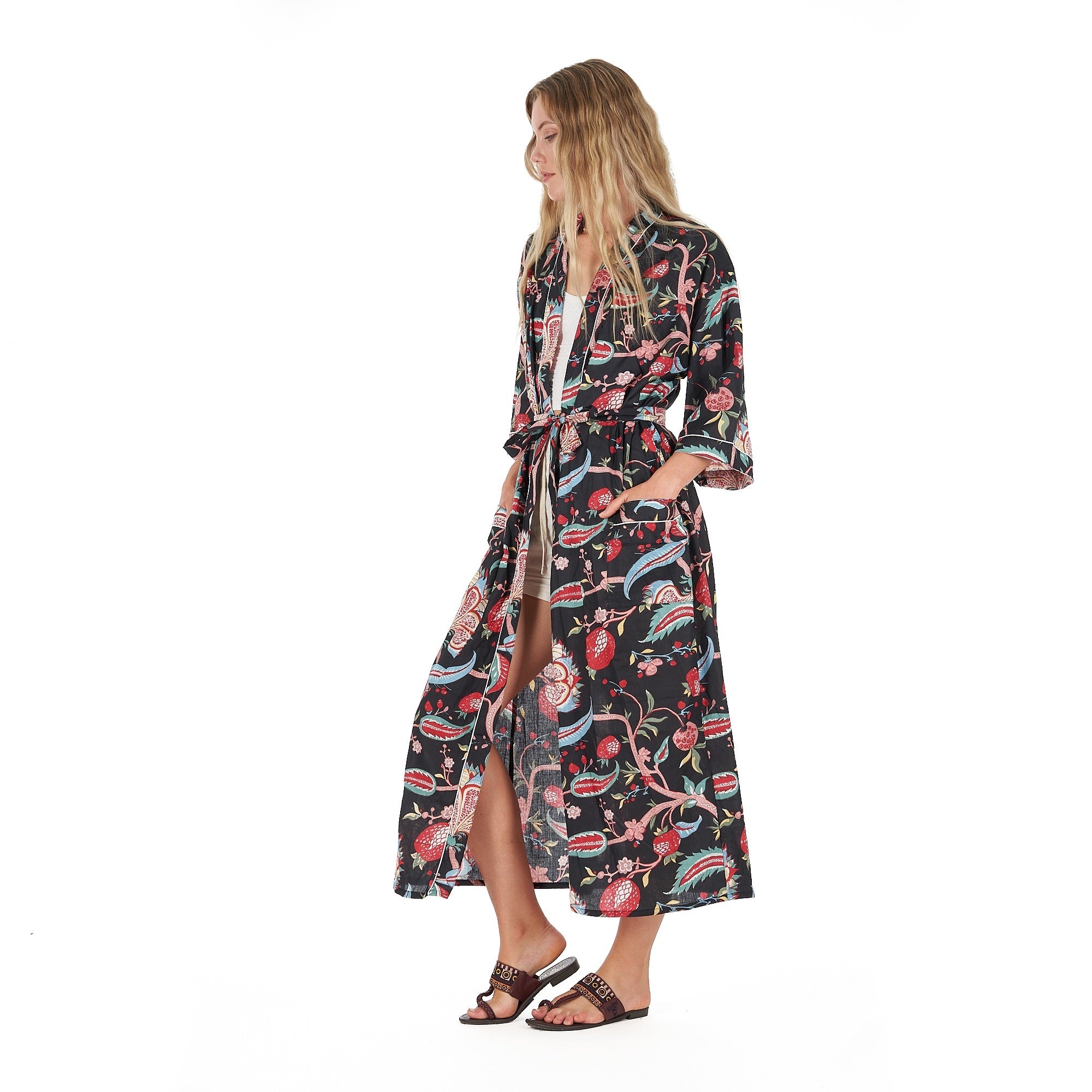 'Midnight Mystique' 100% Cotton Kimono Robe