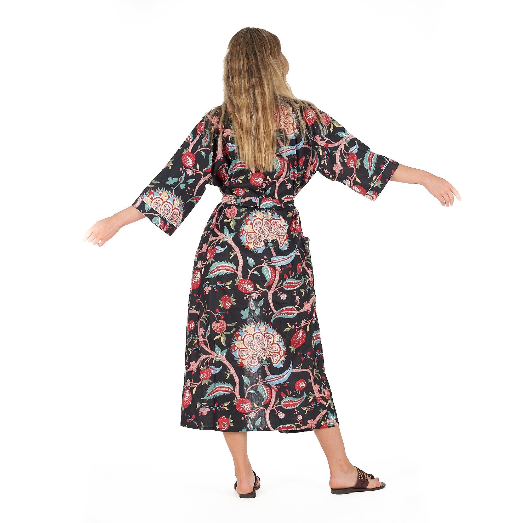 'Midnight Mystique' 100% Cotton Kimono Robe