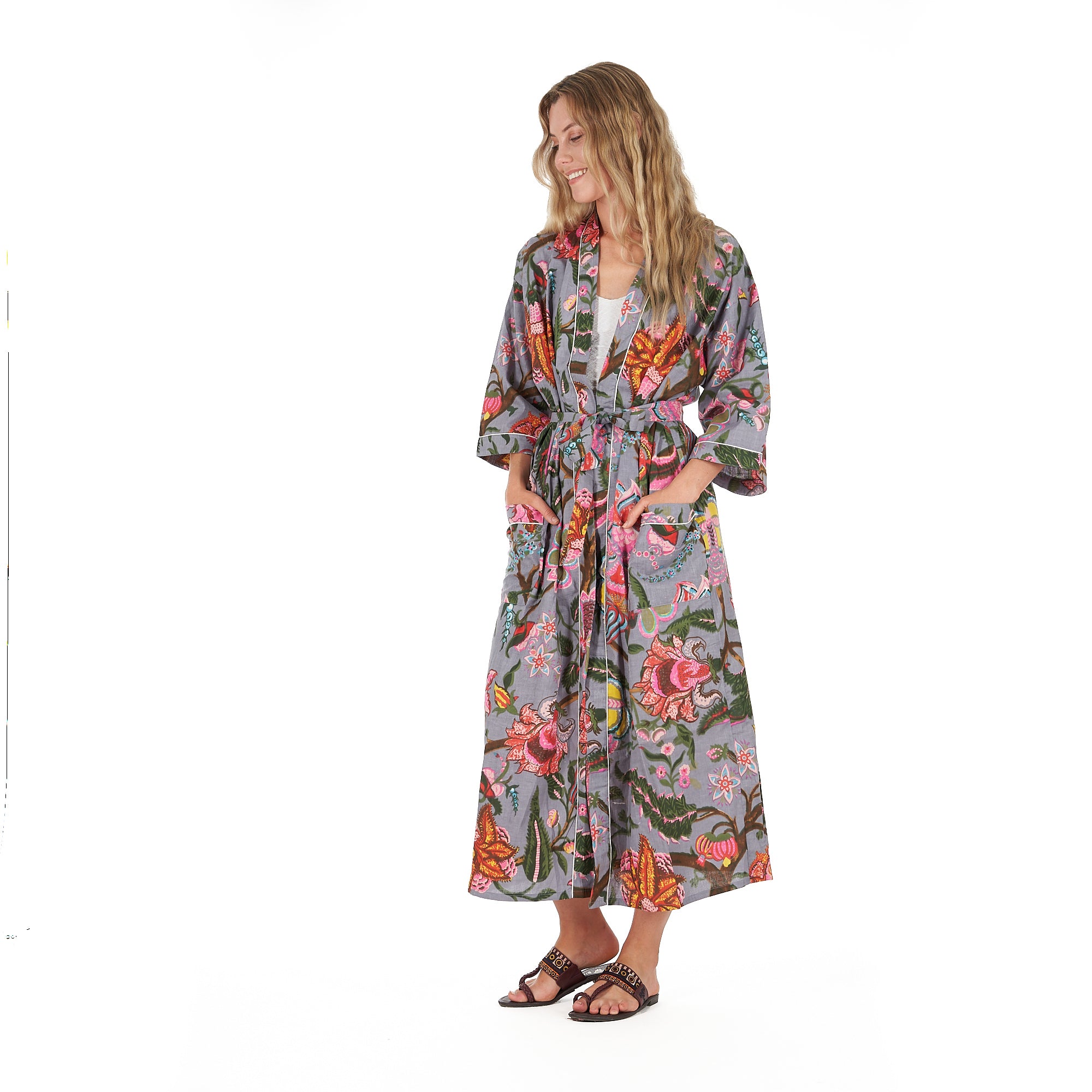 'Bold Botanicals' 100% Cotton Kaftan