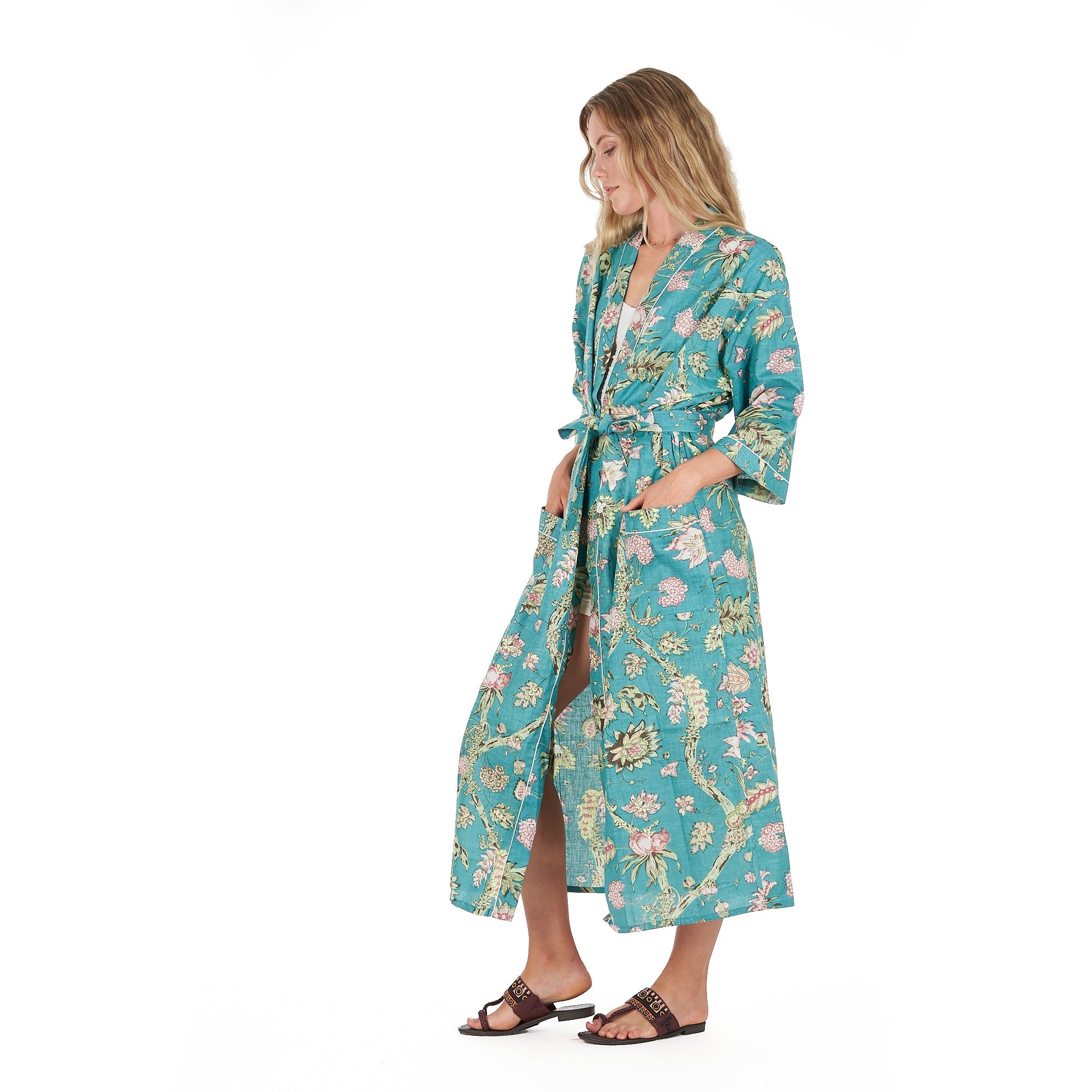 'Coastal Cool' 100% Cotton Kimono Robe
