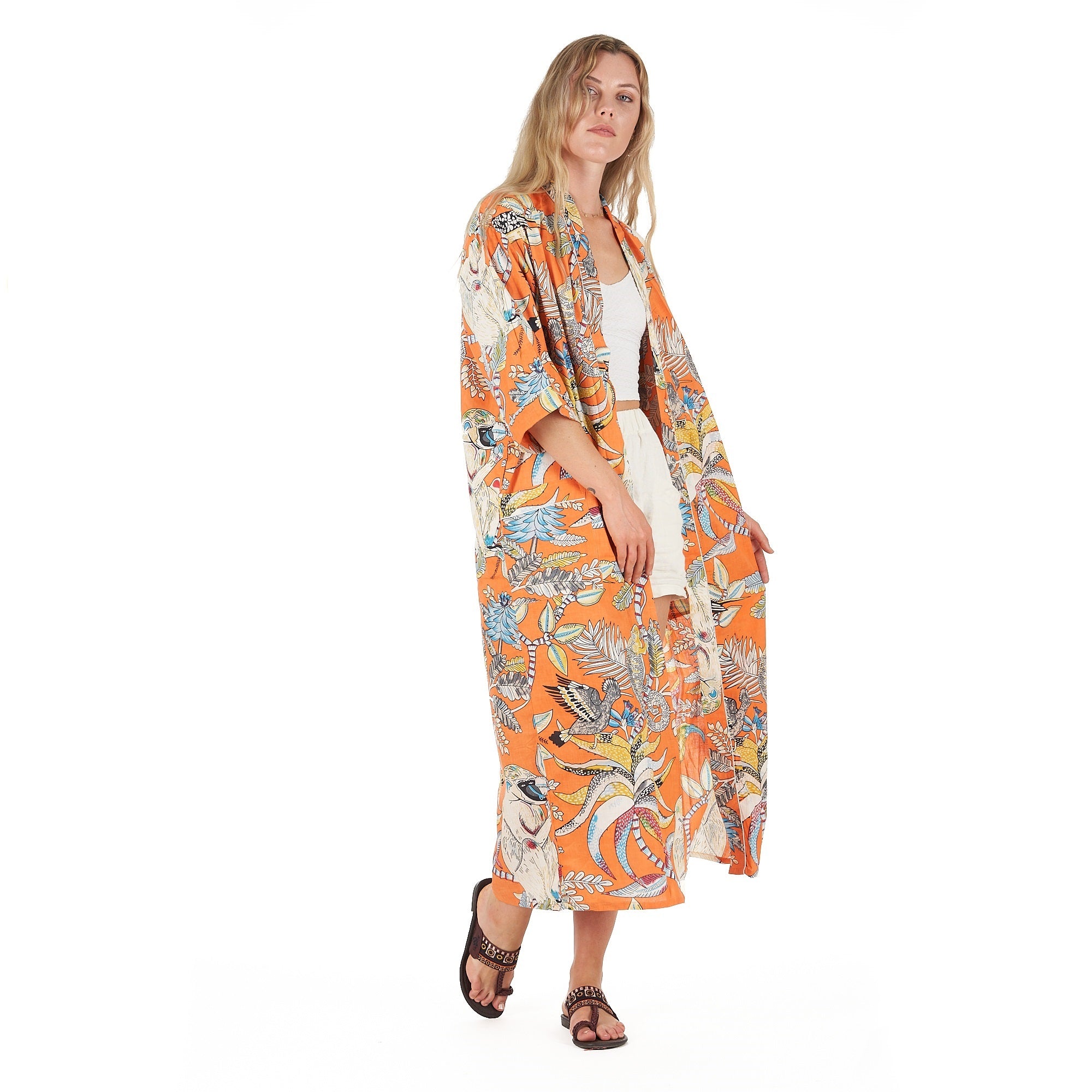 'Paradise Petals' 100% Cotton Kimono Robe
