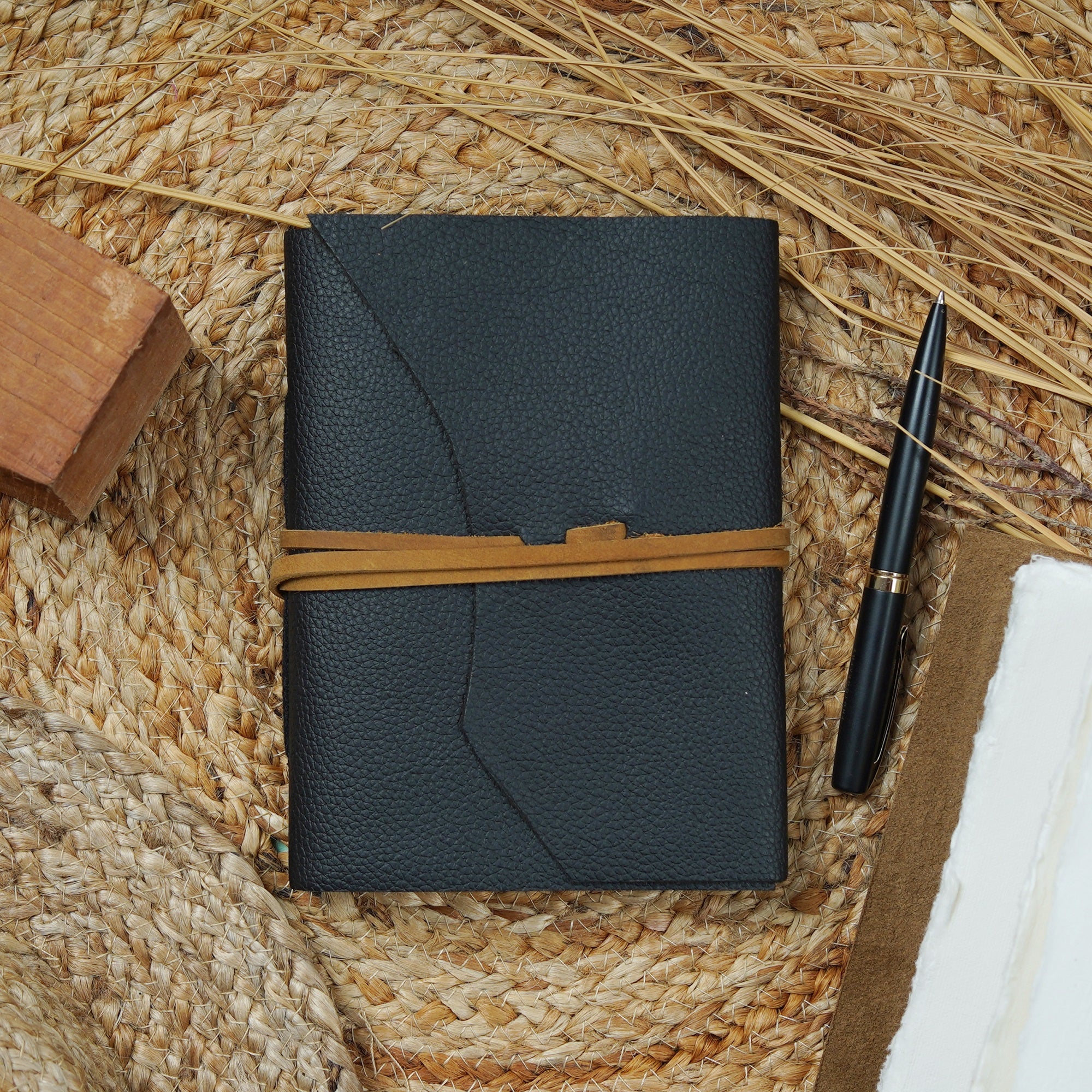 Vintage Leather Journal Recycled Paper Journal, For Notes, Notebook, Sketch book, Diary, Handmade Book,100% Recycled Rag,Tree Free Paper