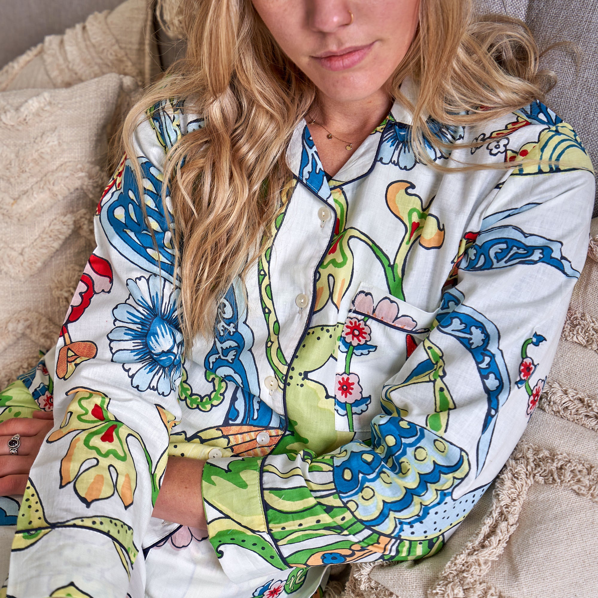 'Serene Blooms' 100% Cotton Pyjama Set