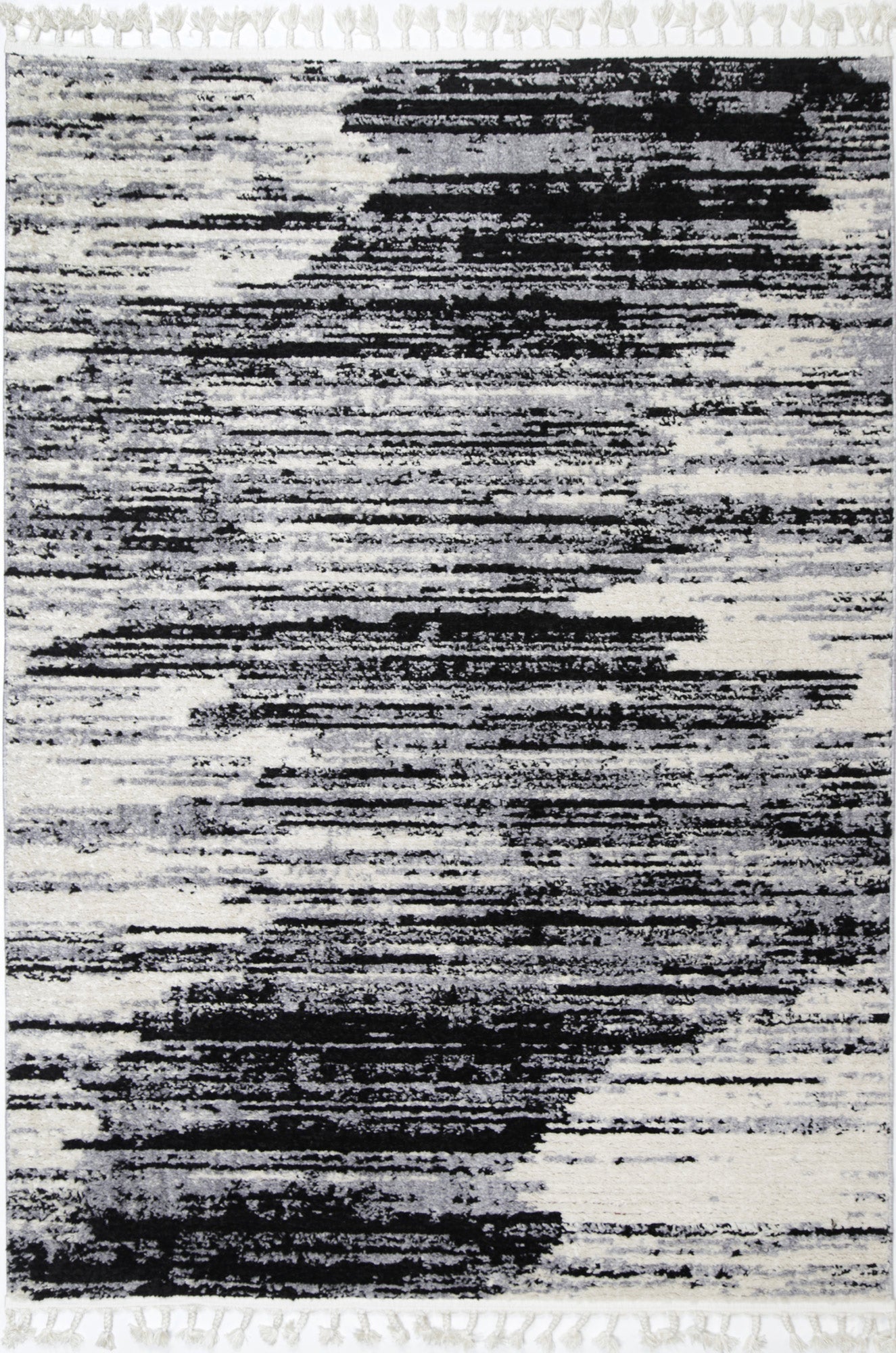 Mario Acid Wash Abstract In Black & White Rug
