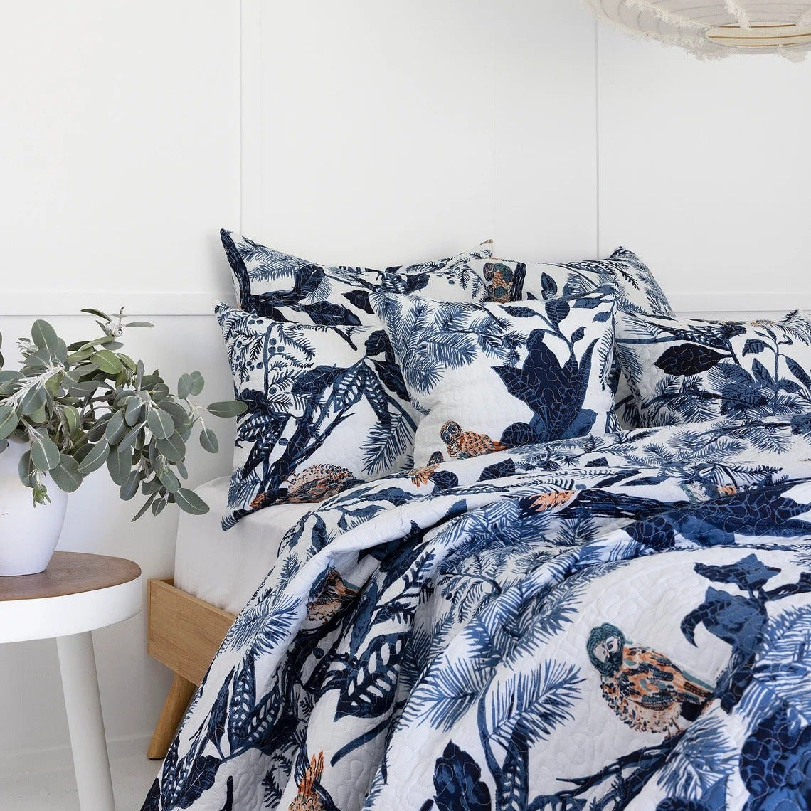 Floral Cotton Quilt Throw Bedspread Block Print Quilt Indian Quilt Comforter Duvet Cover Quilt Gift - Blue Owl