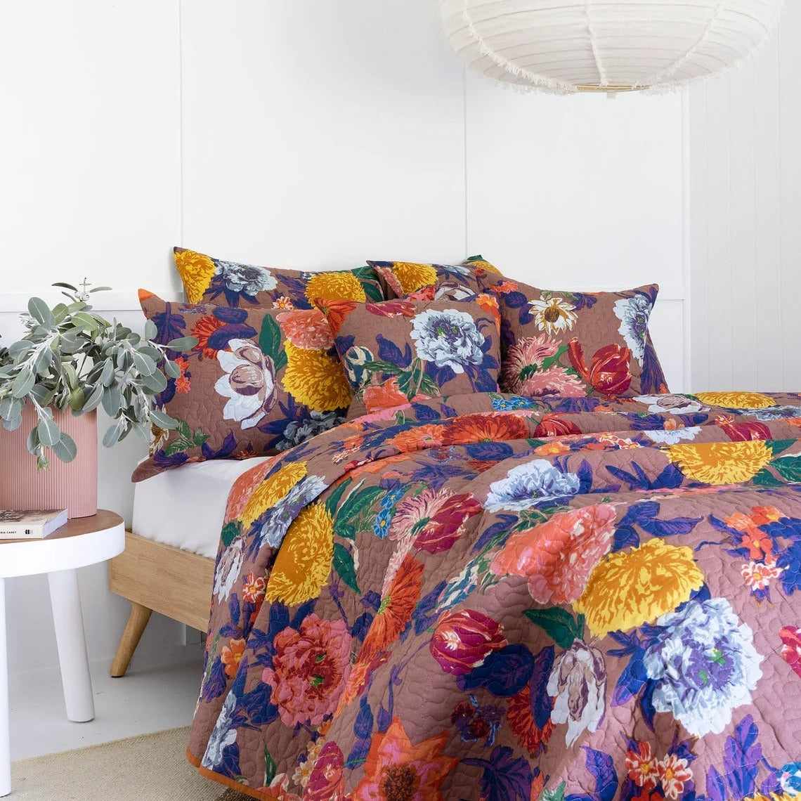 Floral Cotton Quilt Throw Bedspread Block Print Quilt Indian Quilt Comforter Duvet Cover Quilt Gift - Mustard Anthro