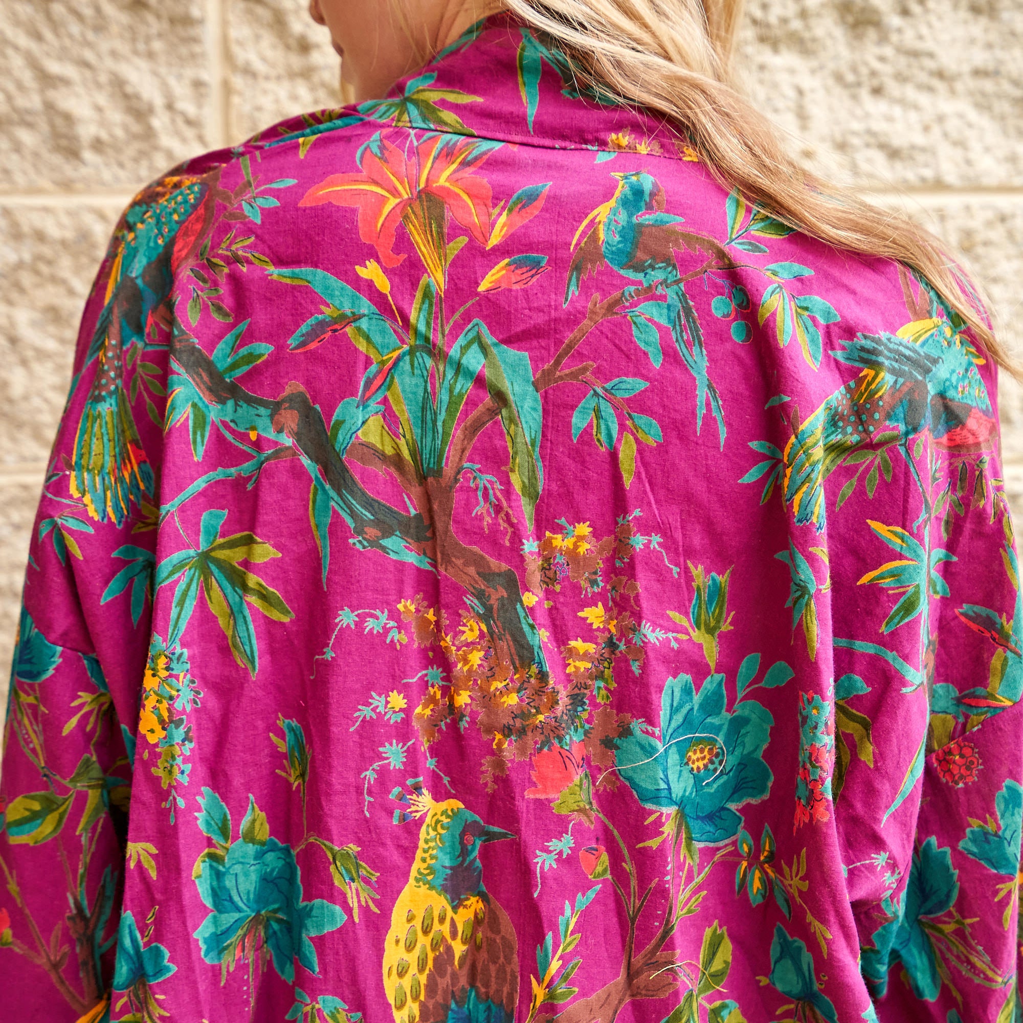 'Timeless Wings' 100% Cotton Kimono Robe