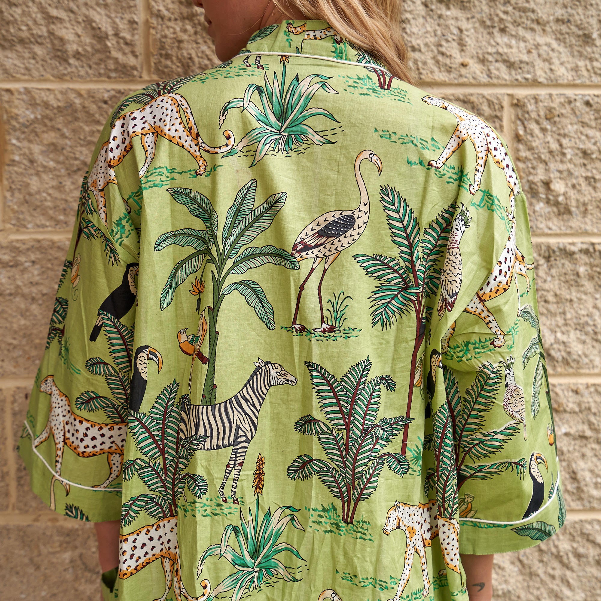 'Safari Splendour' 100% Cotton Kimono Robe