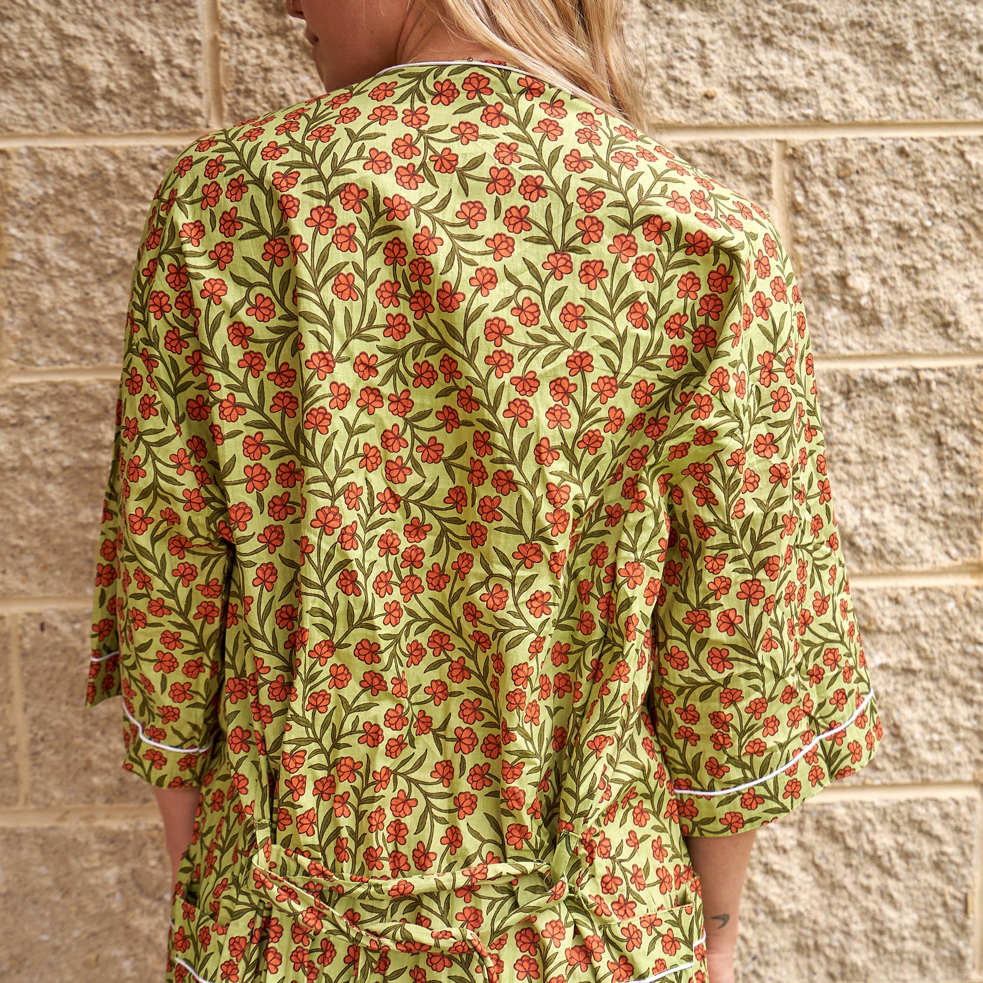 'Delicate Floral Dreams' 100% Cotton Kimono Robe