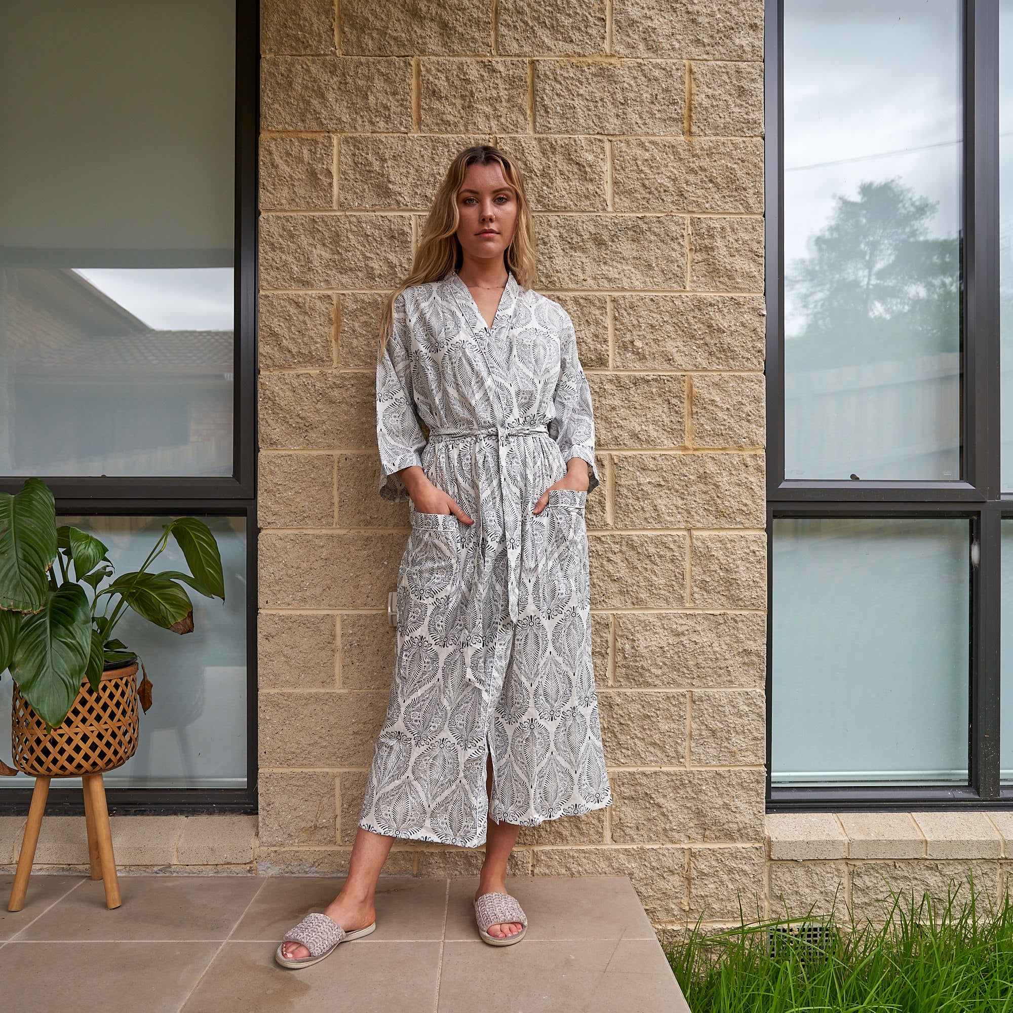 'Island Breeze' 100% Cotton Kimono Robe