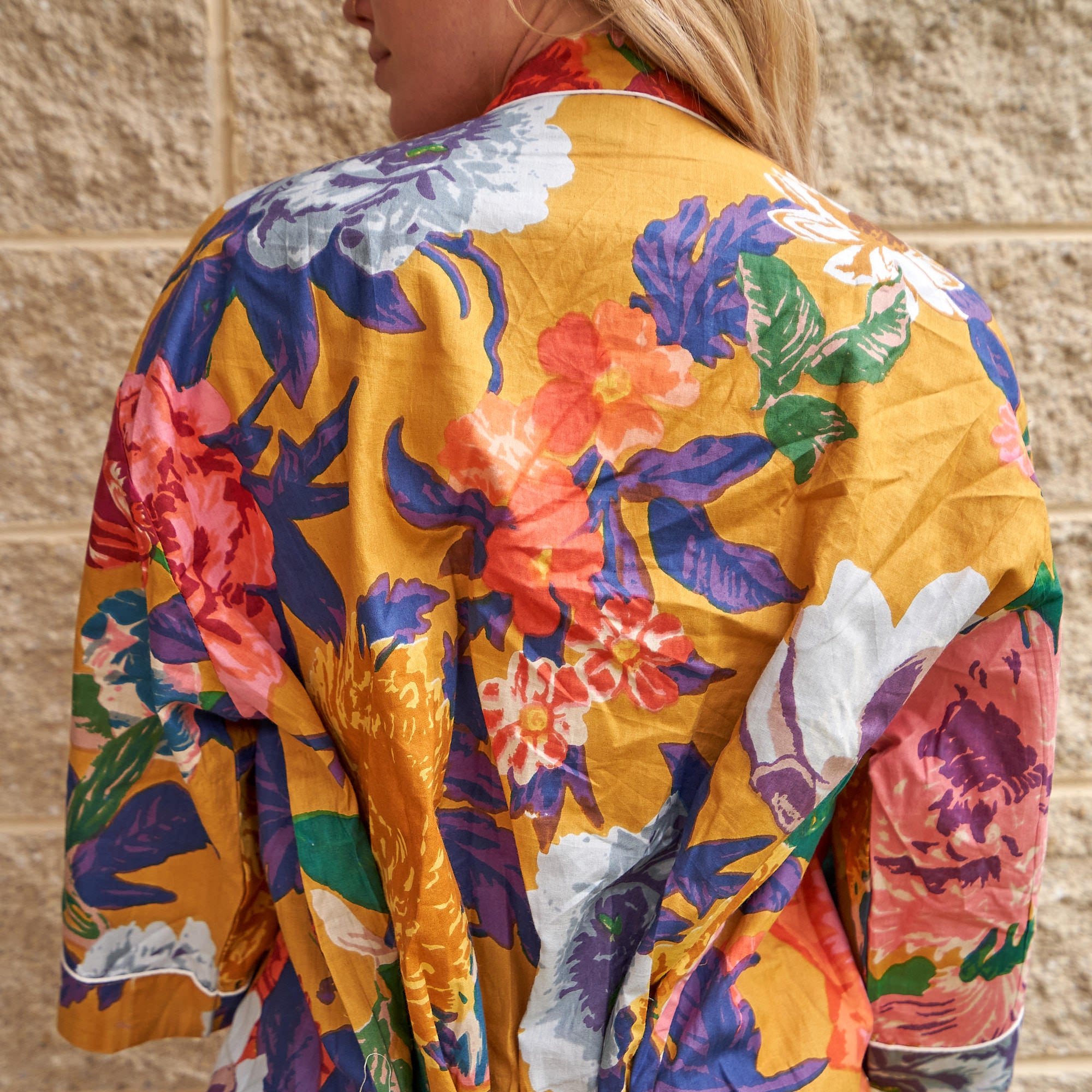 'Lush Petals' 100% Cotton Kimono Robe