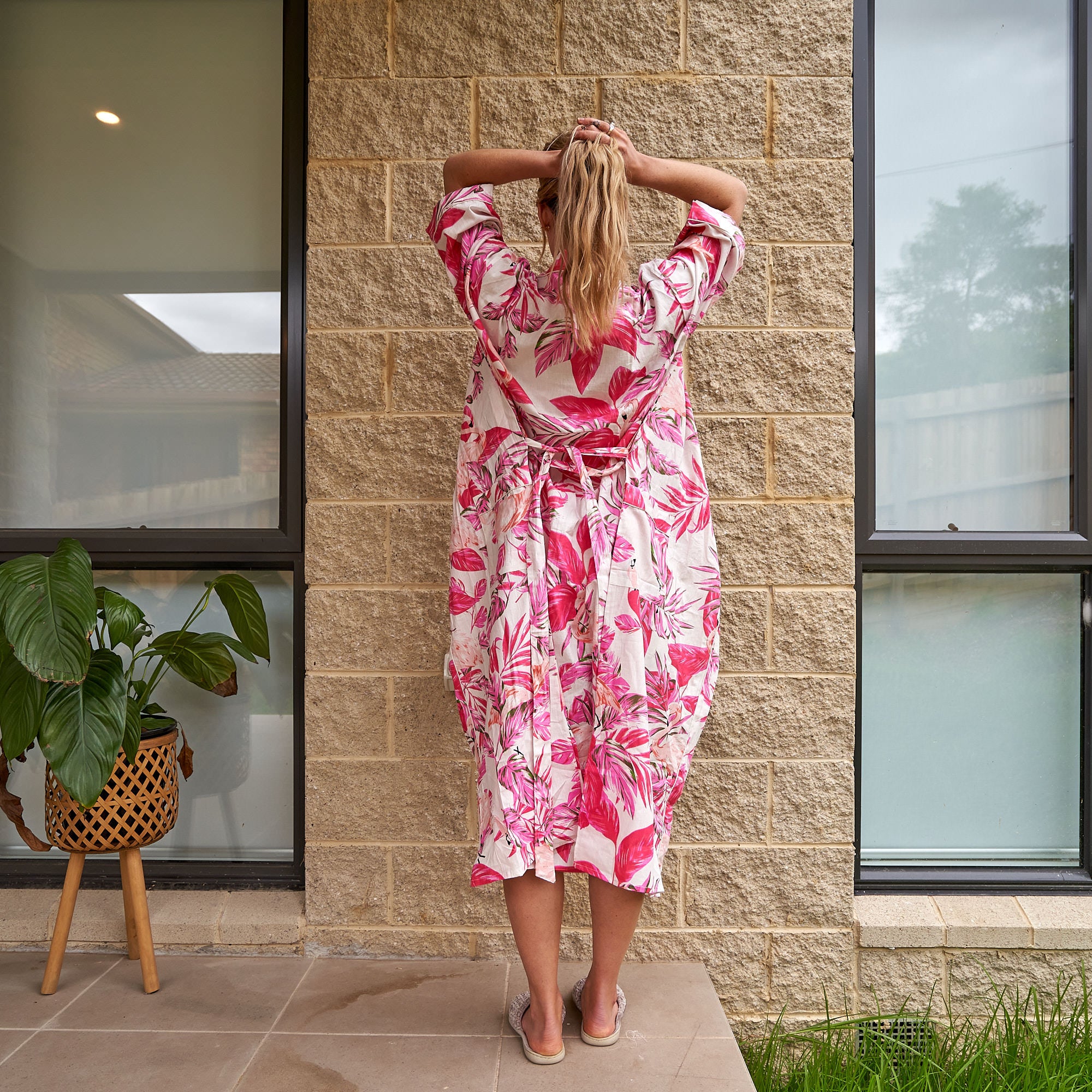 'Pink Paradise' 100% Cotton Kimono Robe