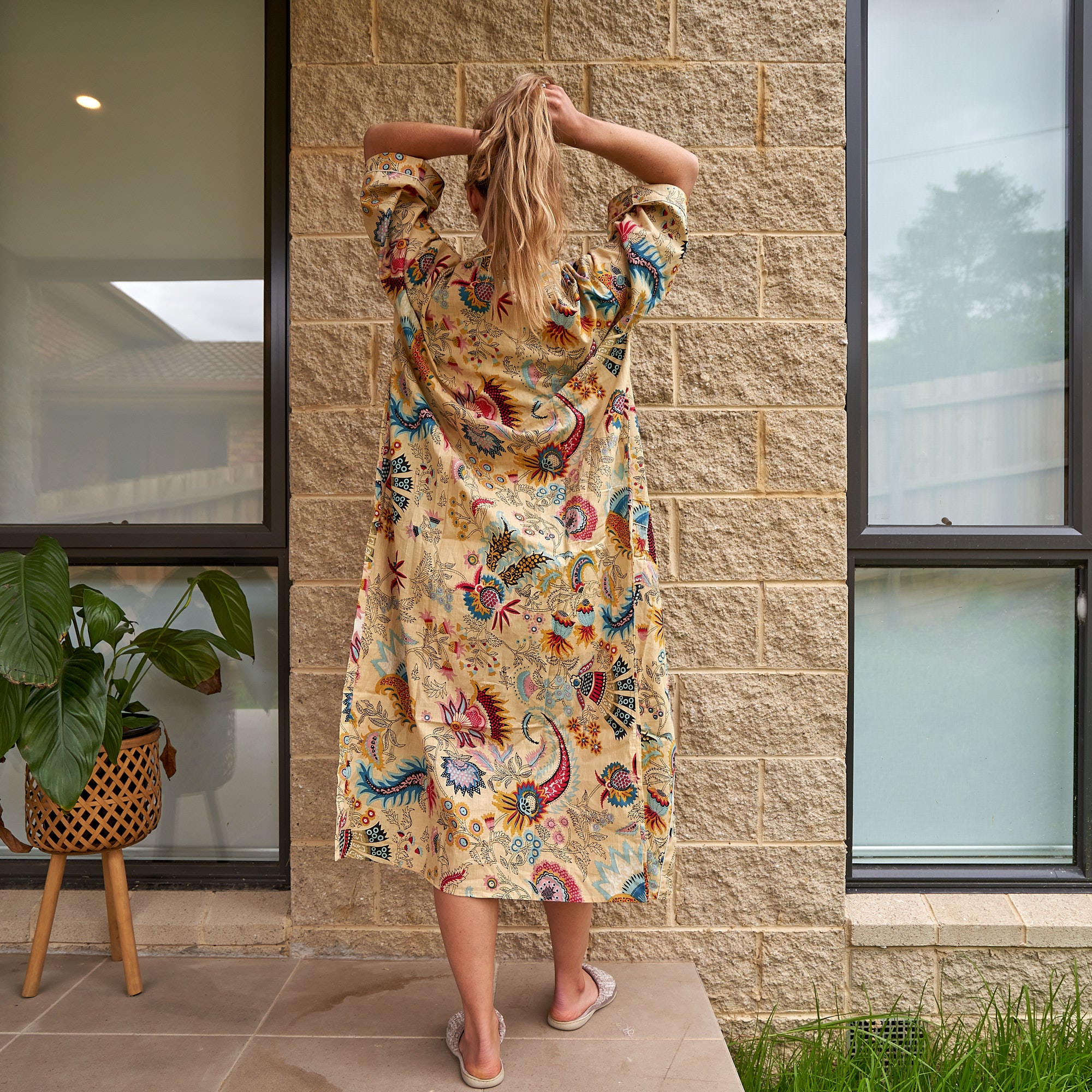 'Frida's Radiance' 100% Cotton Kimono Robe