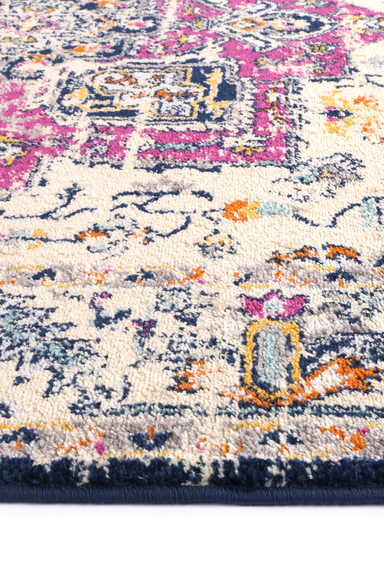 Sicily Nicosia Transitional In Navy & Pink Rug