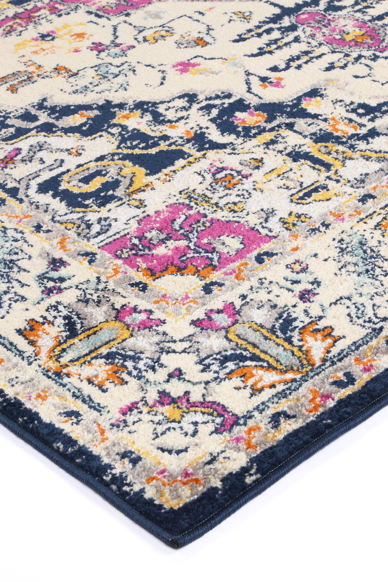 Sicily Nicosia Transitional In Navy & Pink Rug