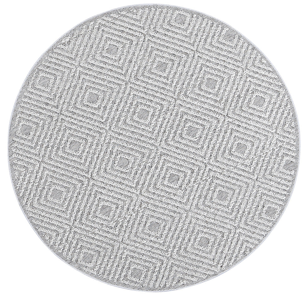 Vanuatu Fugui Geometric Grey Round Rug