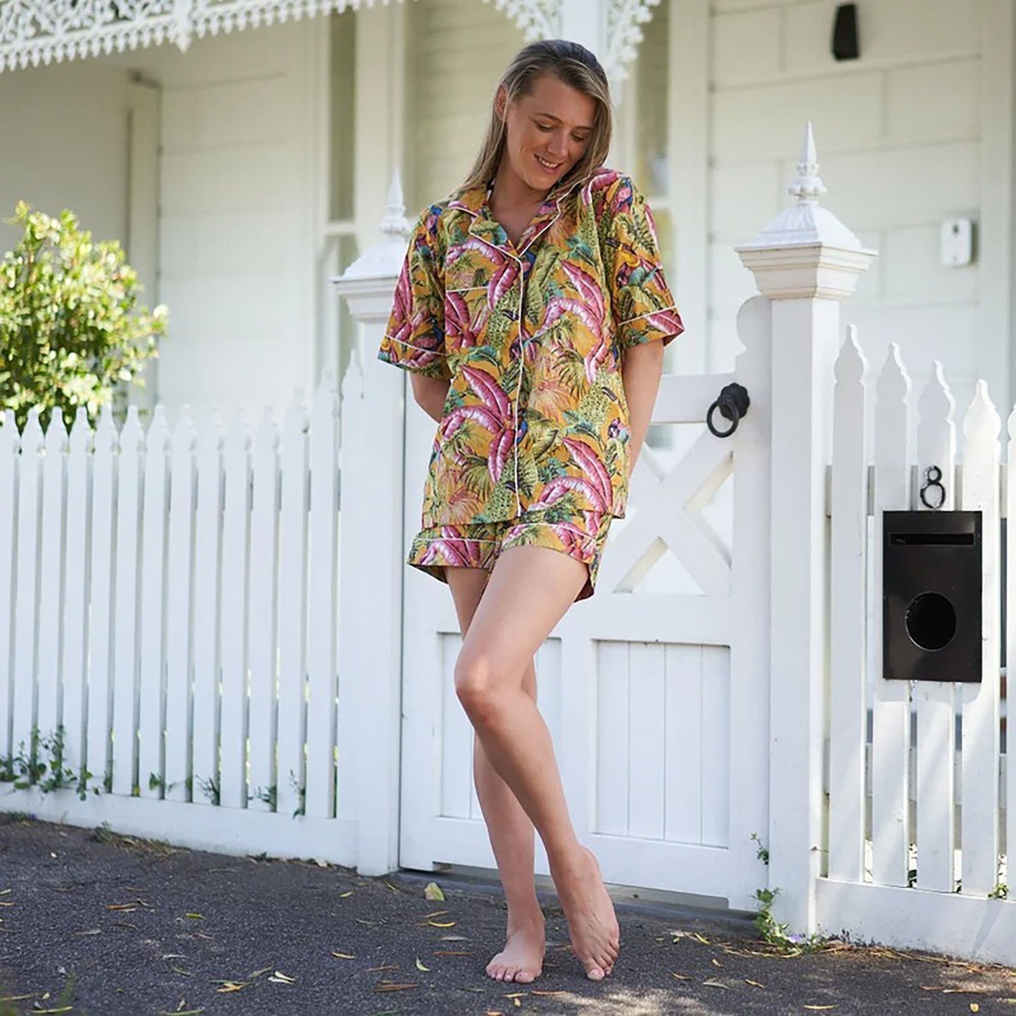 'Tropical Staycation' 100% Cotton Pyjama Shorts Set