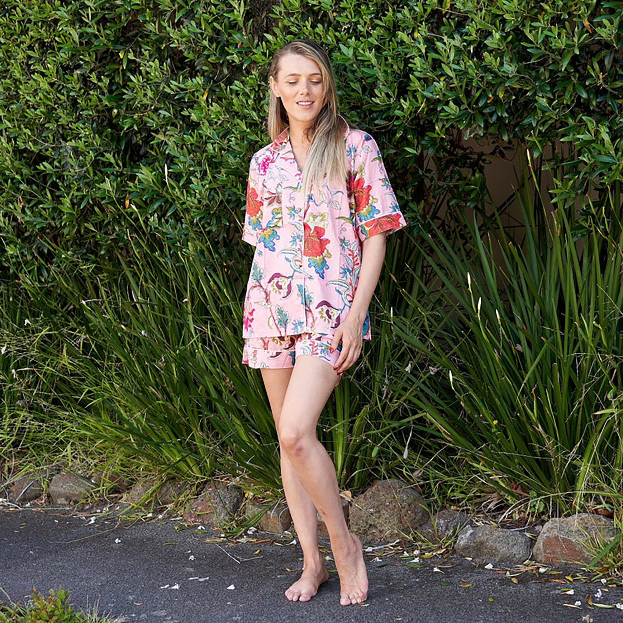 'Beachside Blooms' 100% Cotton Pyjama Shorts Set