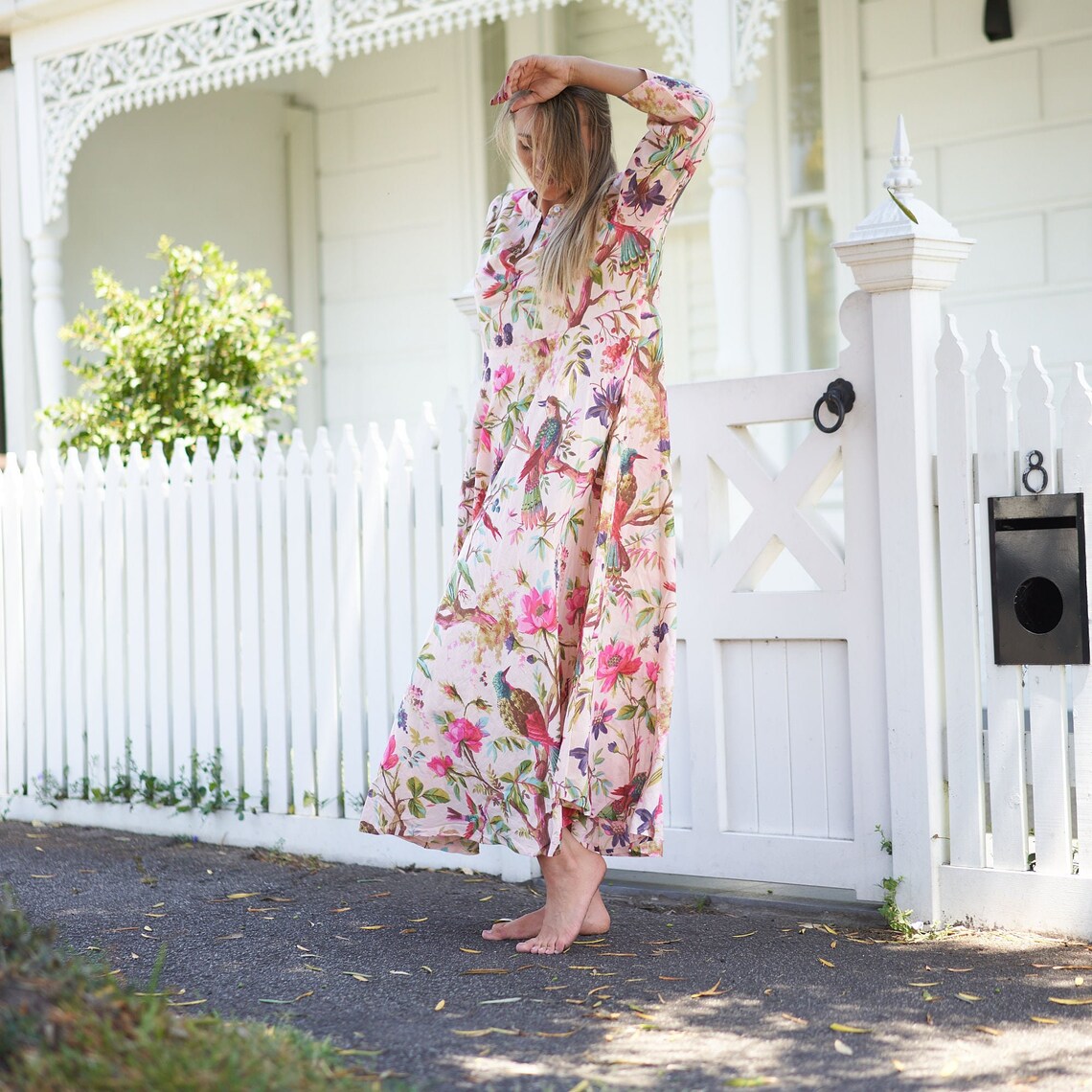 'Sea, Sun, and Florals' 100% Cotton Maxi Dress