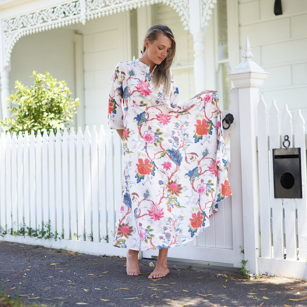 Coastal Cotton Maxi Dress With Open Back