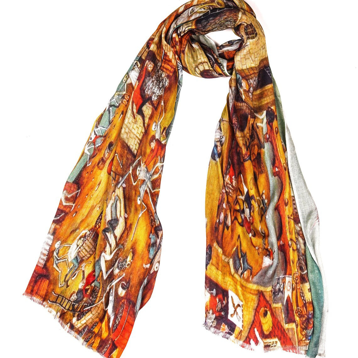 Silk Modal Scarf, long all season scarf in luxurious fabric blend, shawl and wrap, accessories for women, gifts for her, summer scarf, shawl - Mustard