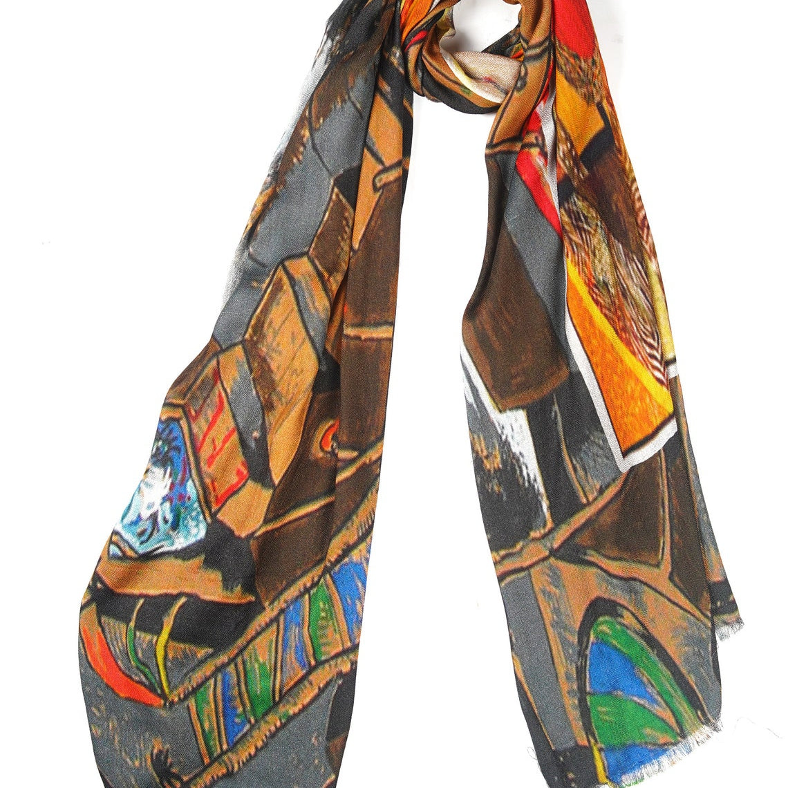 Silk Modal Scarf, long all season scarf in luxurious fabric blend, shawl and wrap, accessories for women, gifts for her, summer scarf, shawl - Grey/Brown