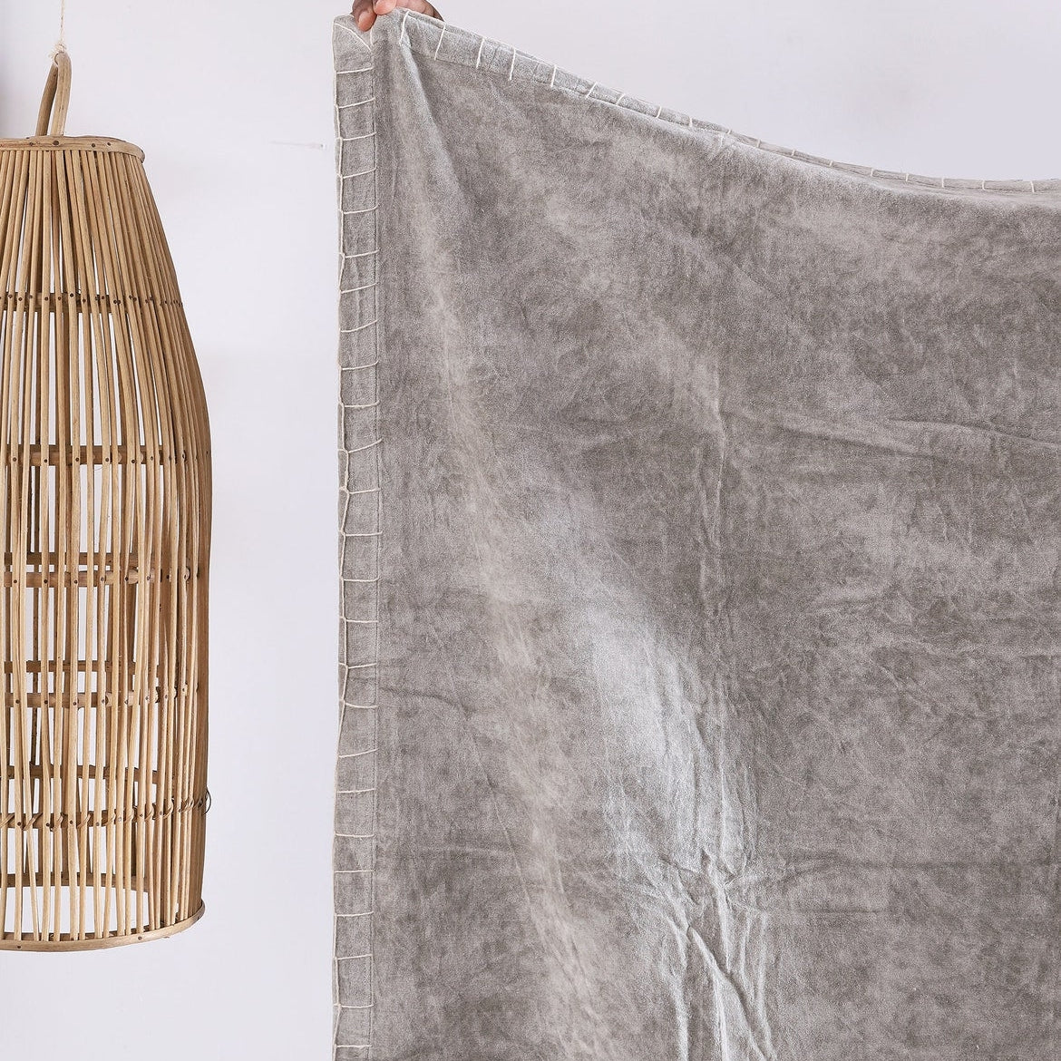 Luxury Cotton Throw Wool Rug Blanket - Boho Grey