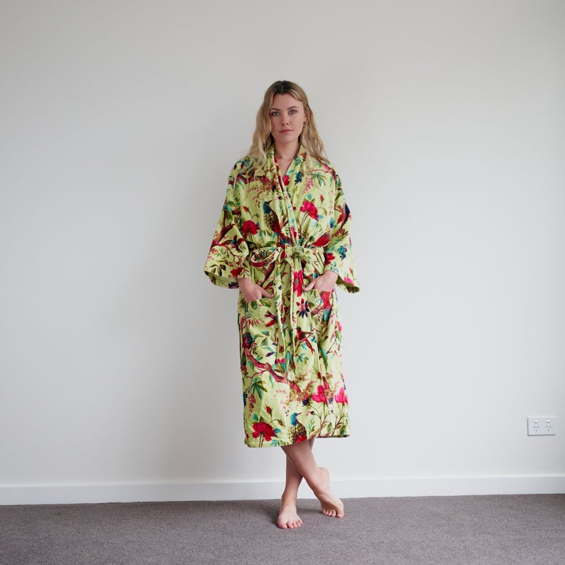 'Tender Touch' 100% Cotton Velvet Kimono Robe Robe
