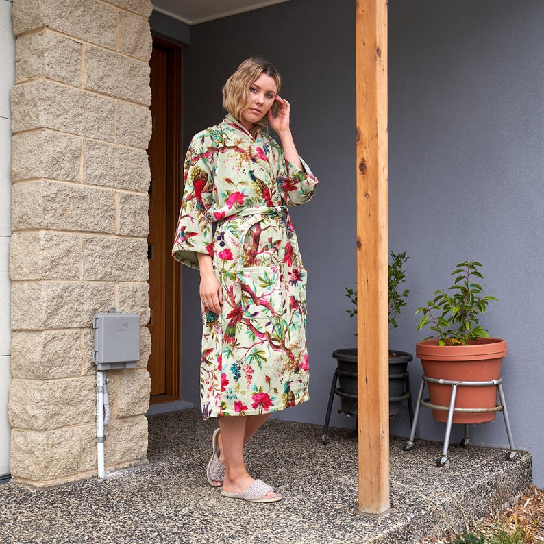 'Luxe Lounge' 100% Cotton Velvet Kimono Robe Robe