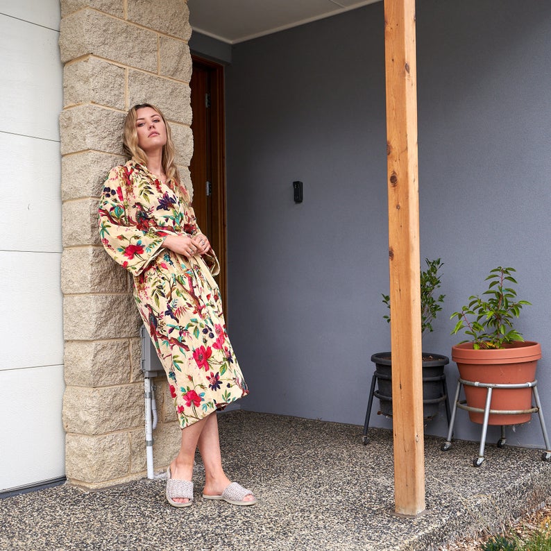 'Sumptuous Sanctuary' 100% Cotton Velvet Kimono Robe Robe