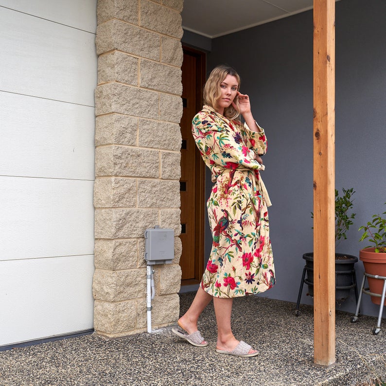 'Sumptuous Sanctuary' 100% Cotton Velvet Kimono Robe