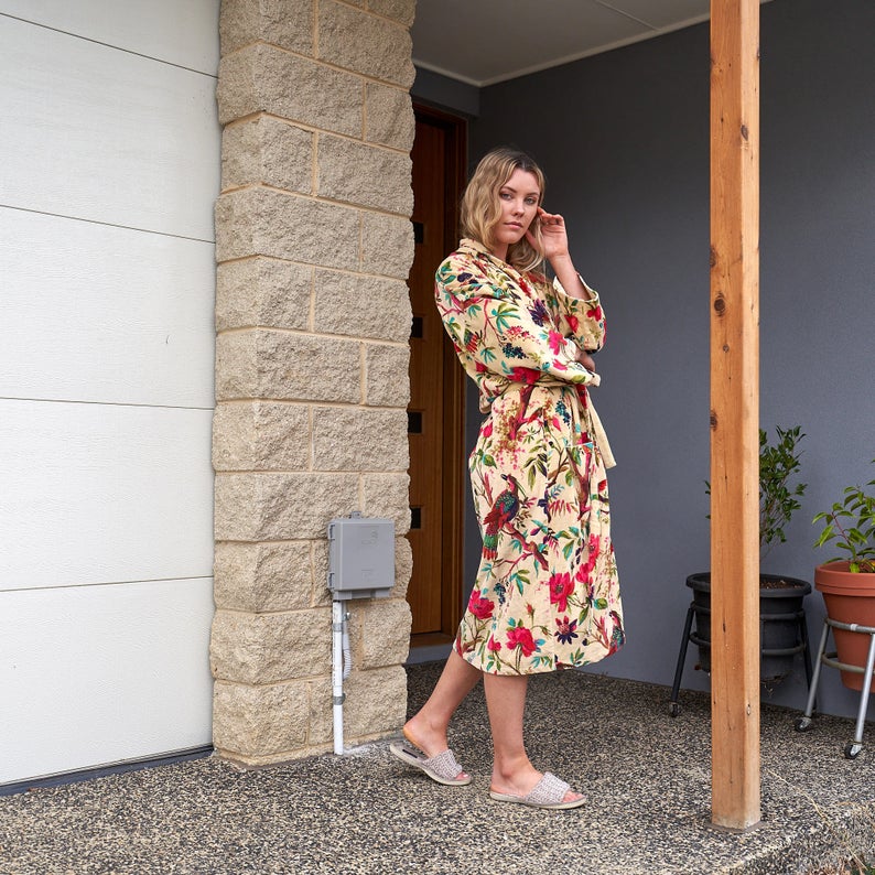 'Sumptuous Sanctuary' 100% Cotton Velvet Kimono Robe Robe