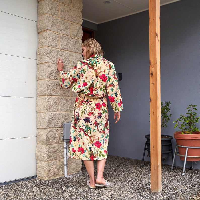 'Sumptuous Sanctuary' 100% Cotton Velvet Kimono Robe Robe