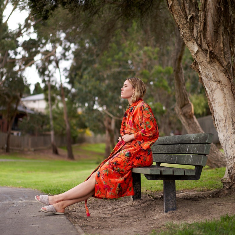 'Timeless Elegance' 100% Cotton Velvet Kimono Robe Robe