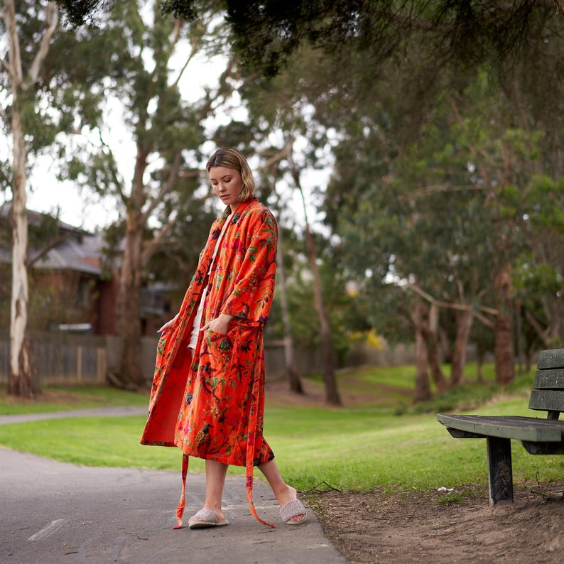 'Timeless Elegance' 100% Cotton Velvet Kimono Robe Robe