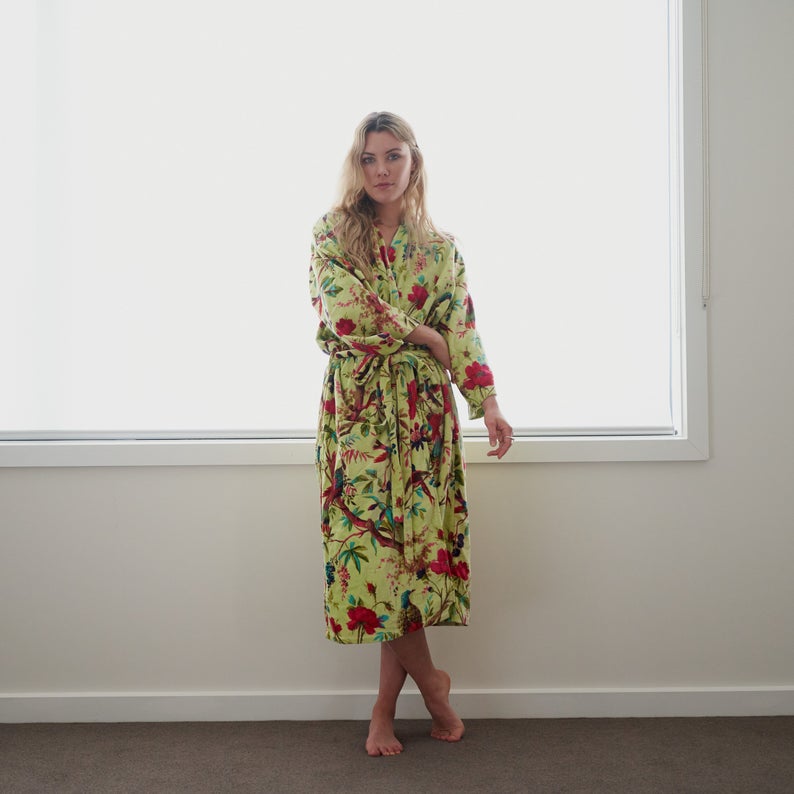 'Tender Touch' 100% Cotton Velvet Kimono Robe Robe