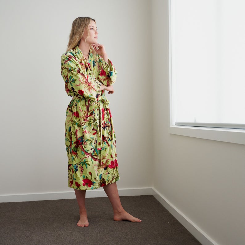 'Tender Touch' 100% Cotton Velvet Kimono Robe Robe