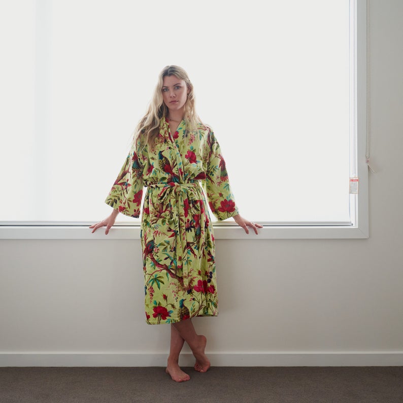 'Tender Touch' 100% Cotton Velvet Kimono Robe Robe