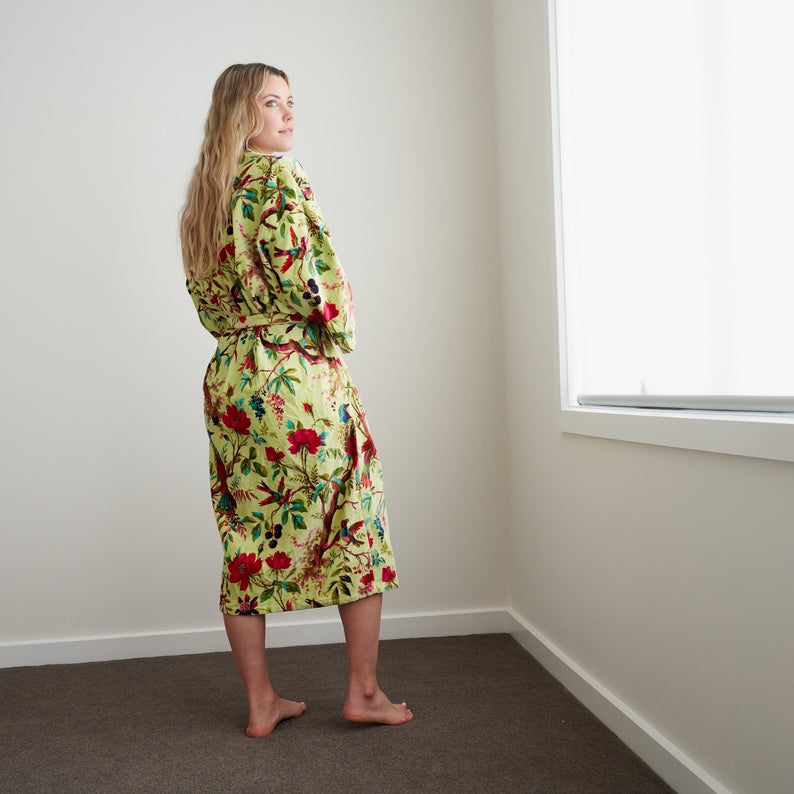 'Tender Touch' 100% Cotton Velvet Kimono Robe Robe