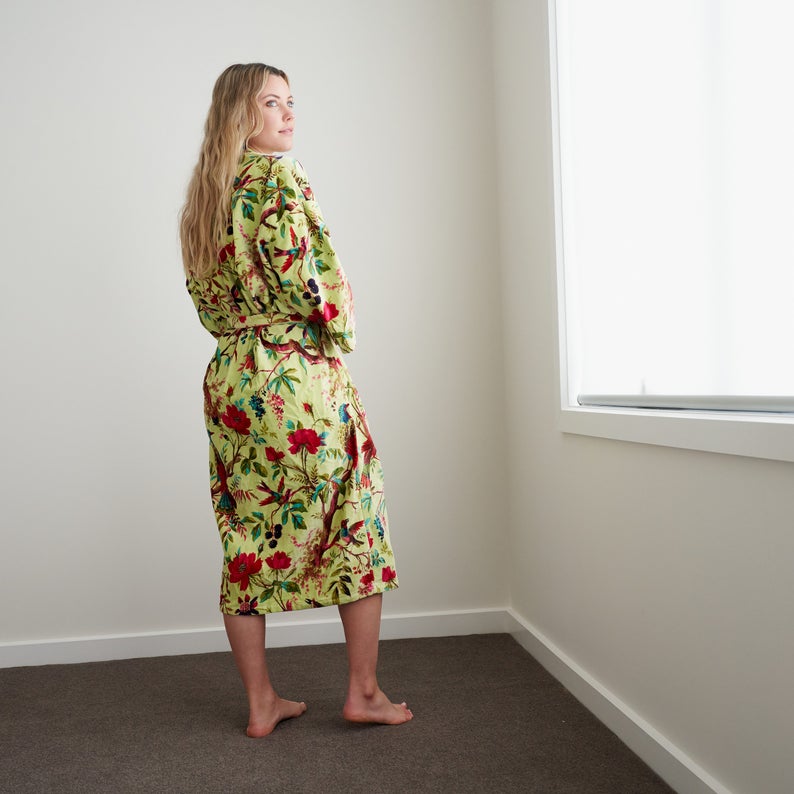 'Tender Touch' 100% Cotton Velvet Kimono Robe