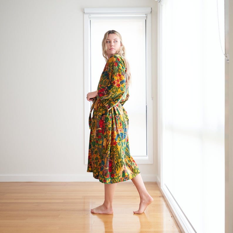 'Soft Sophistication' 100% Cotton Velvet Kimono Robe Robe